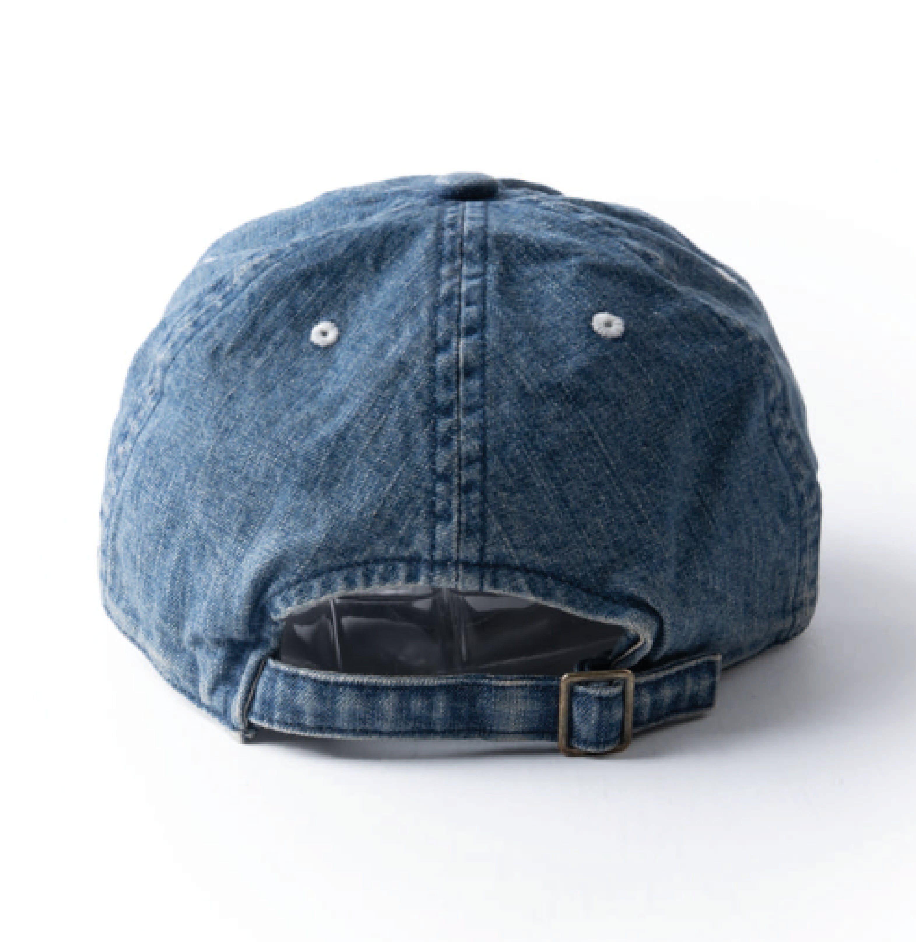 6843 Six Panel Denim Baseball Cap 'F' Patch - Vintage Wash