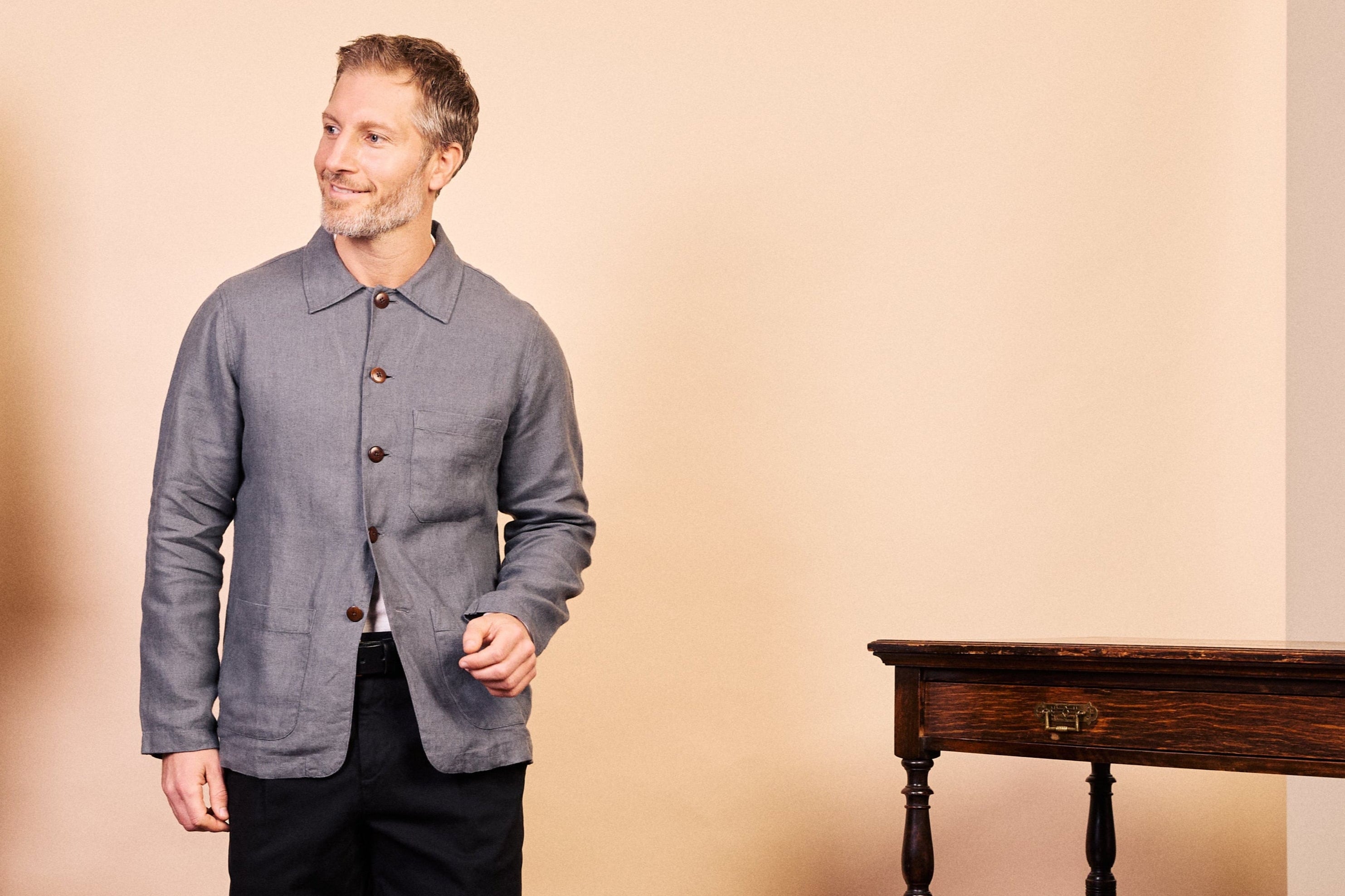 Linen Iffley Jacket - Charcoal