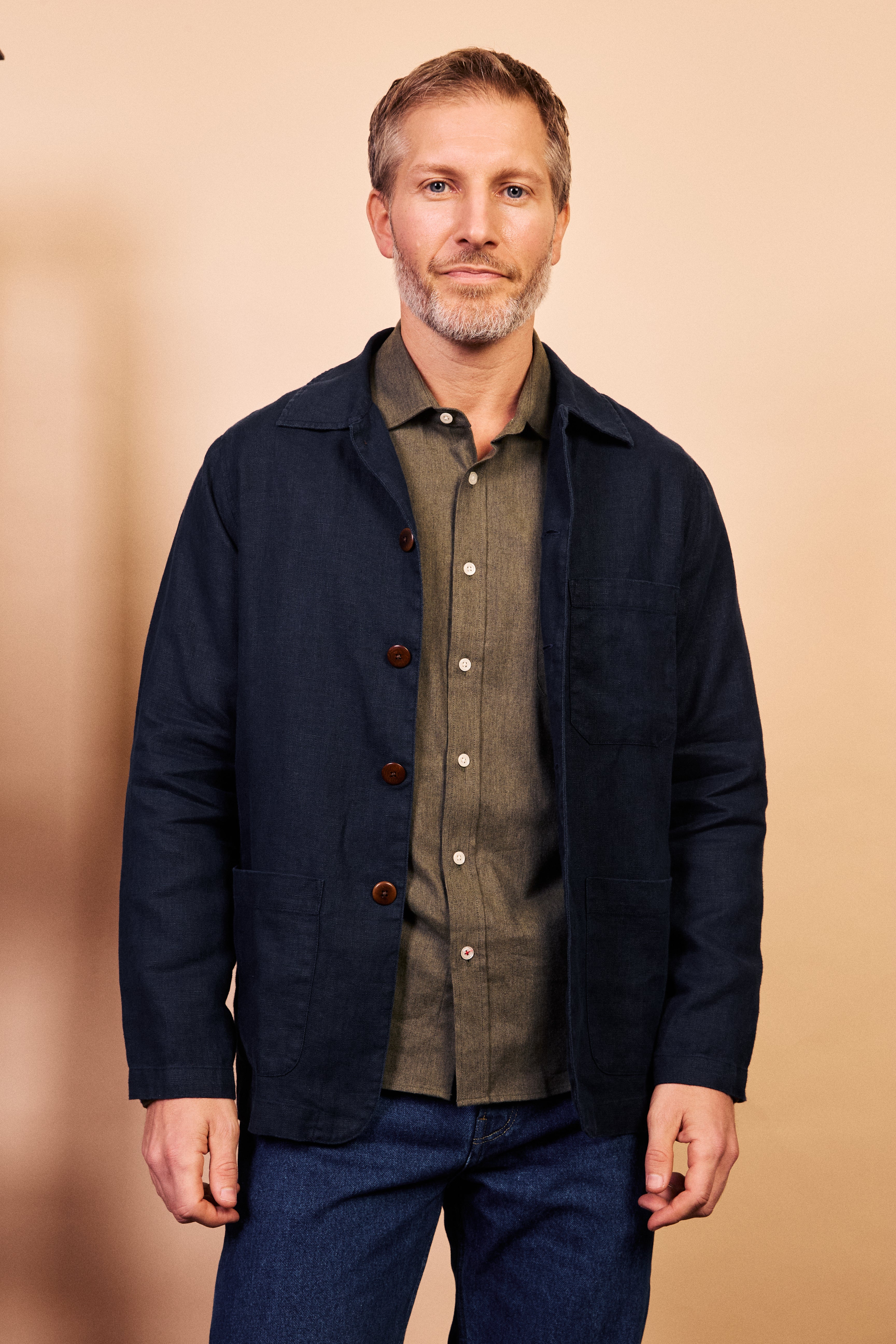 Linen Iffley Jacket - Navy