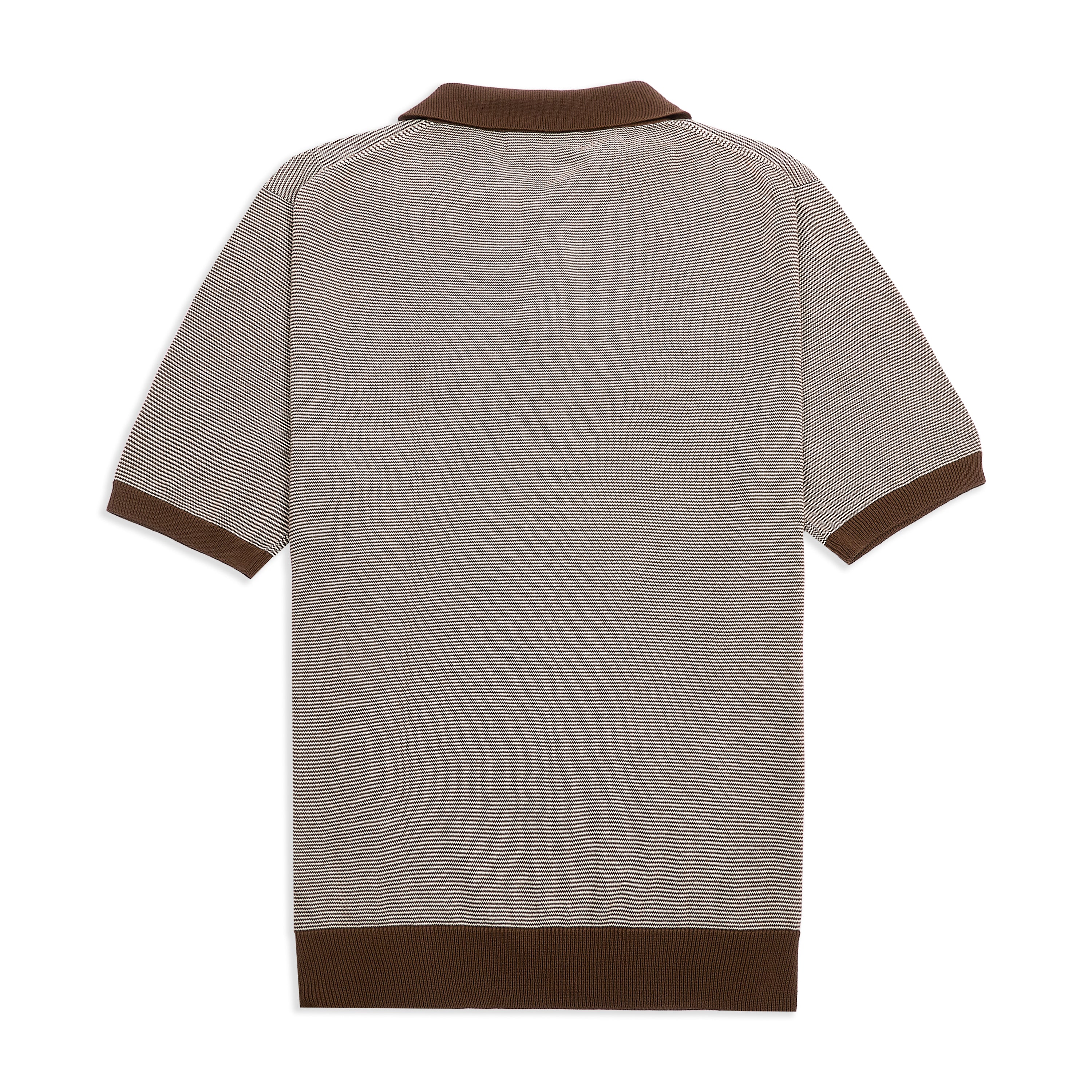 SS Polo Micro Stripe 12GG - Cacao by Pittari, back view of premium shirt.