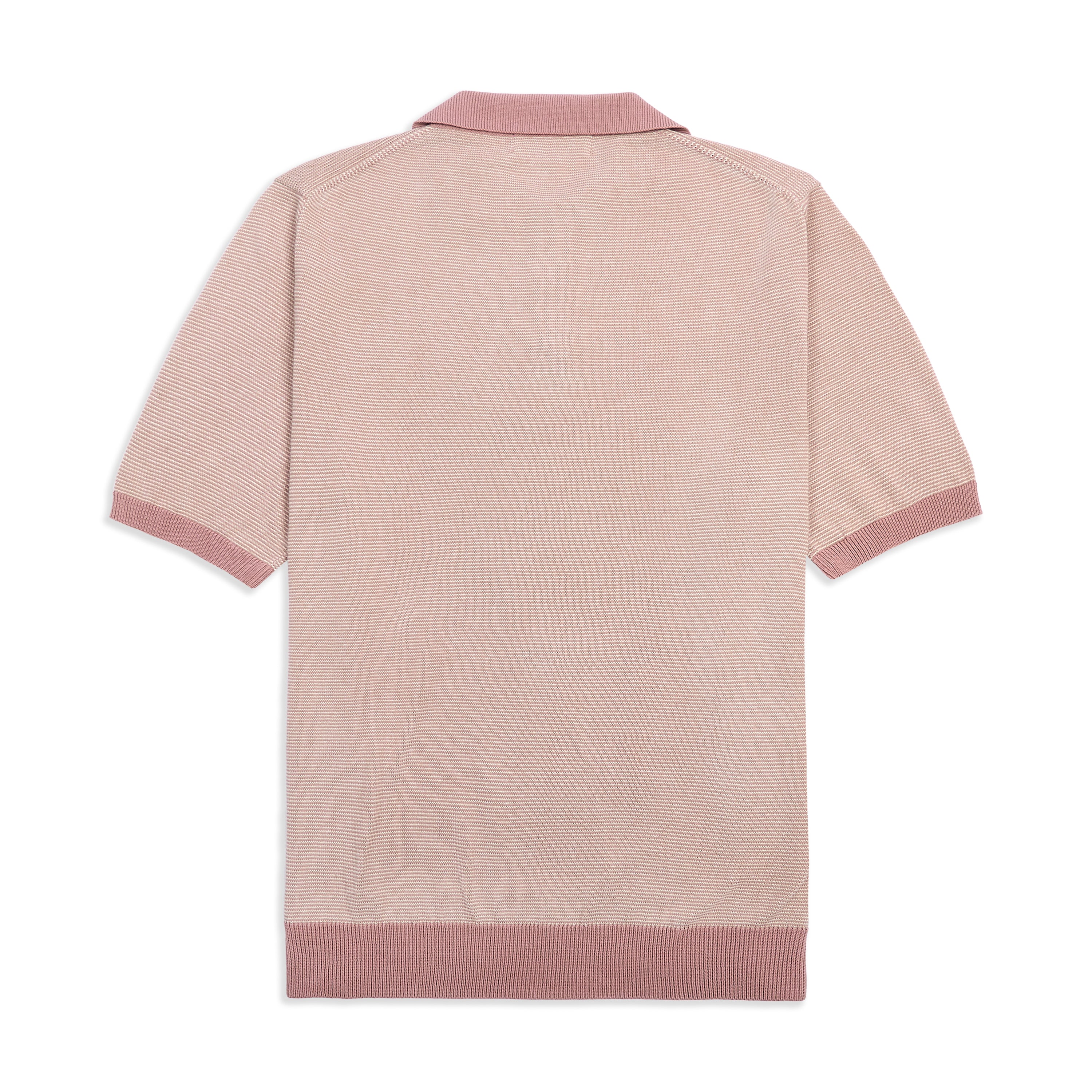 SS Polo Micro Stripe 12GG - Pink/Ecru