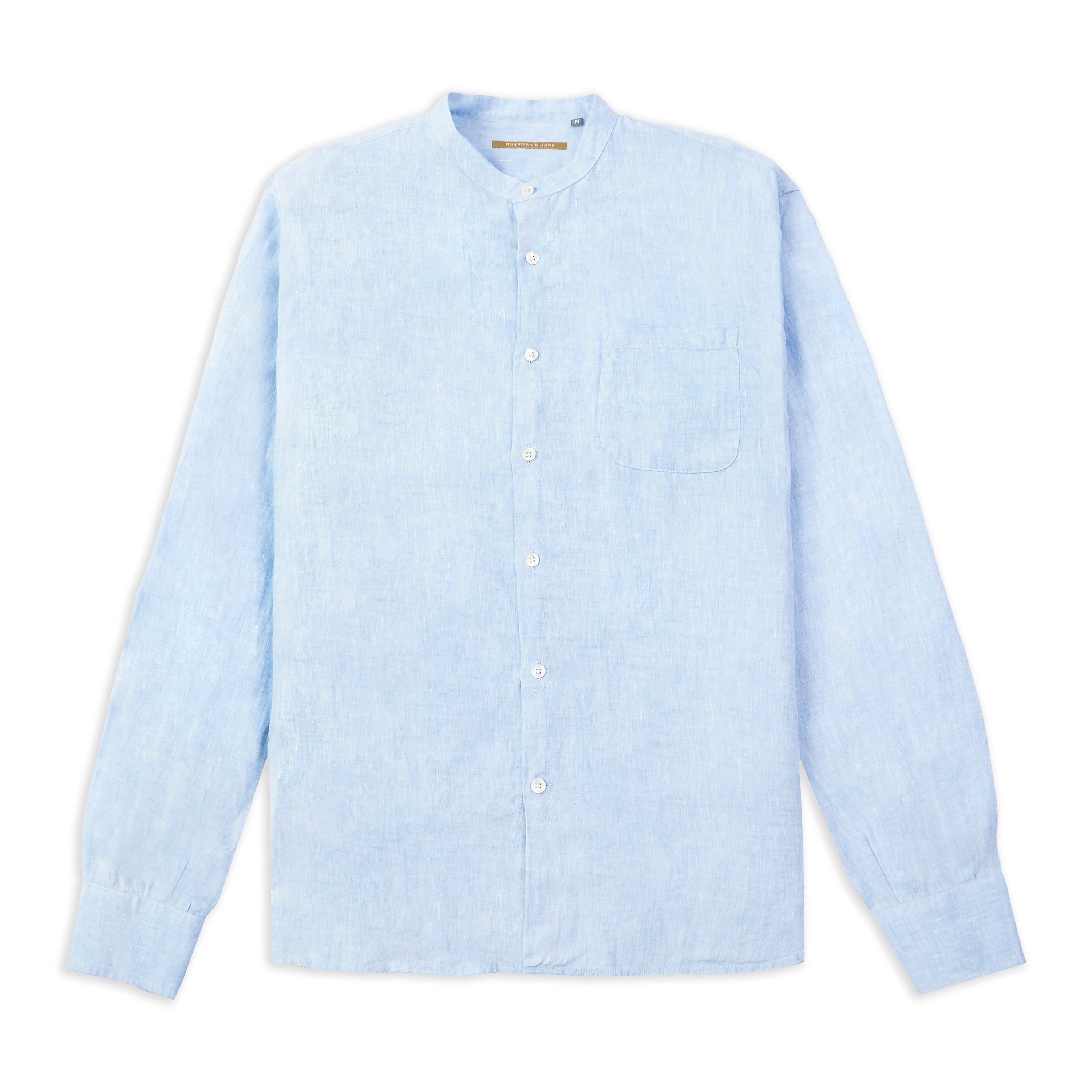 Burrows & Hare Grandad Collar Brooks Shirt - Sky
