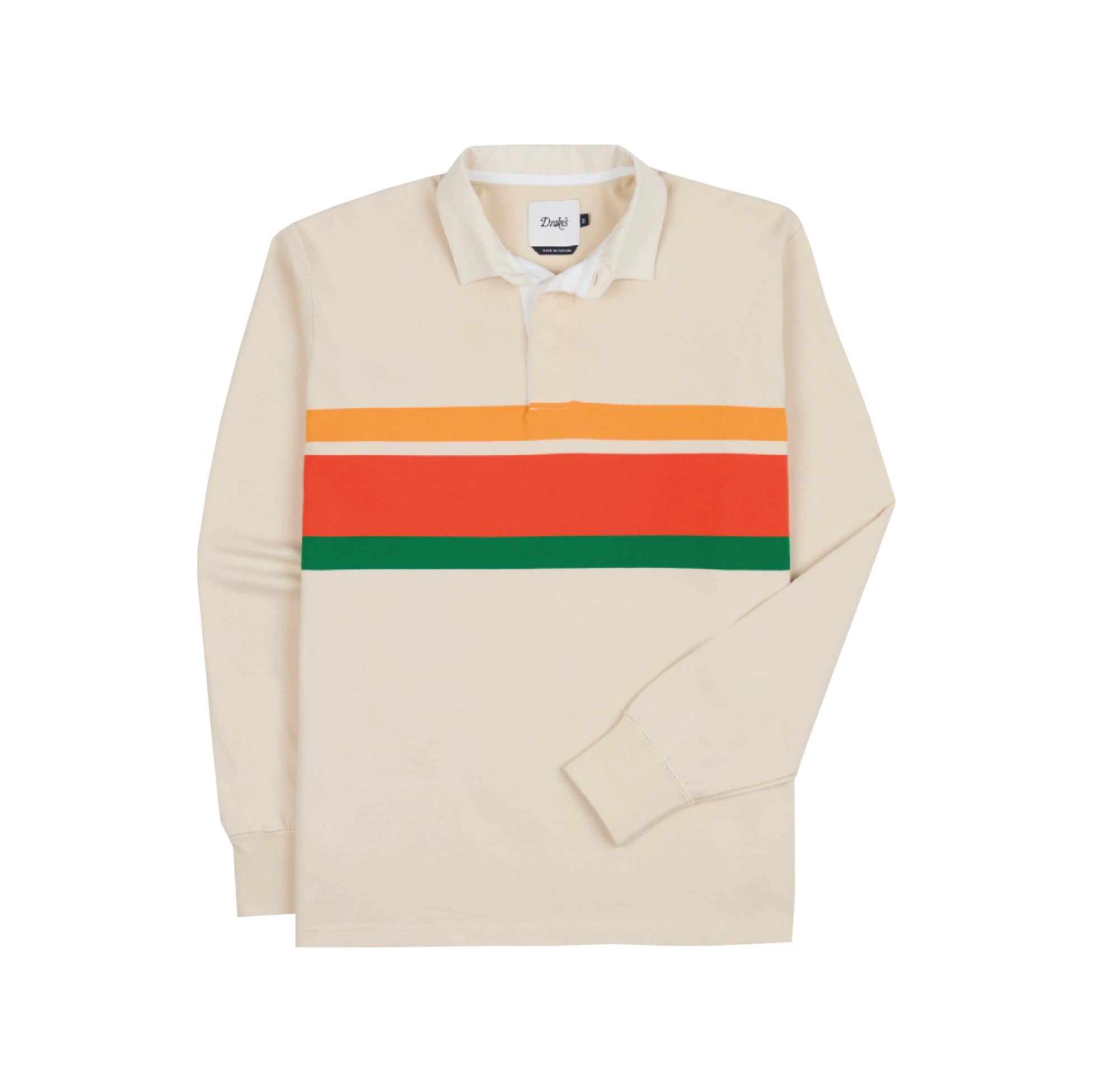 Middle Stripe Cotton Rugby Shirt - Ecru Multi