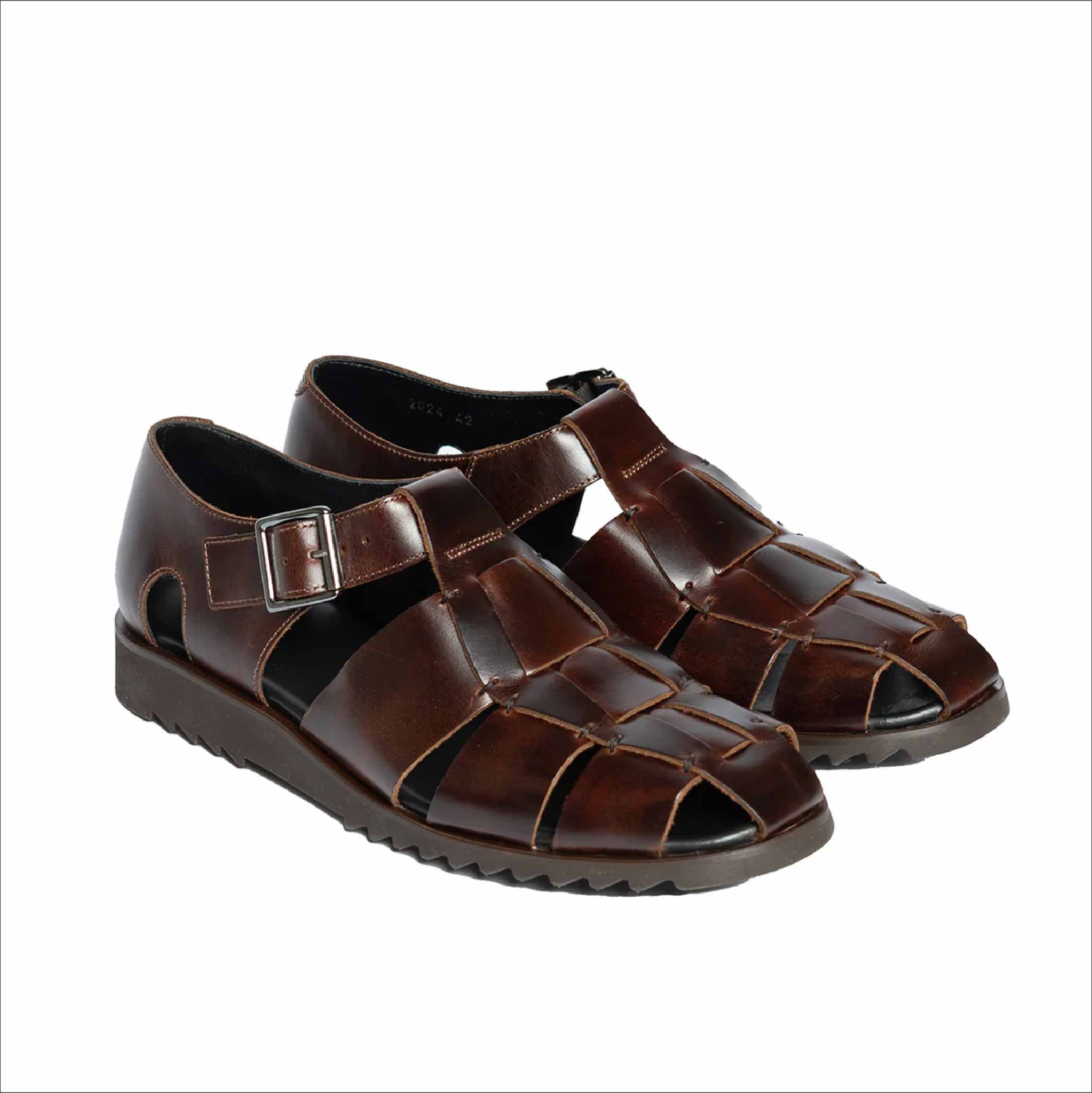 Side view of Paraboot Pacific - Lisse America sandals in leather.