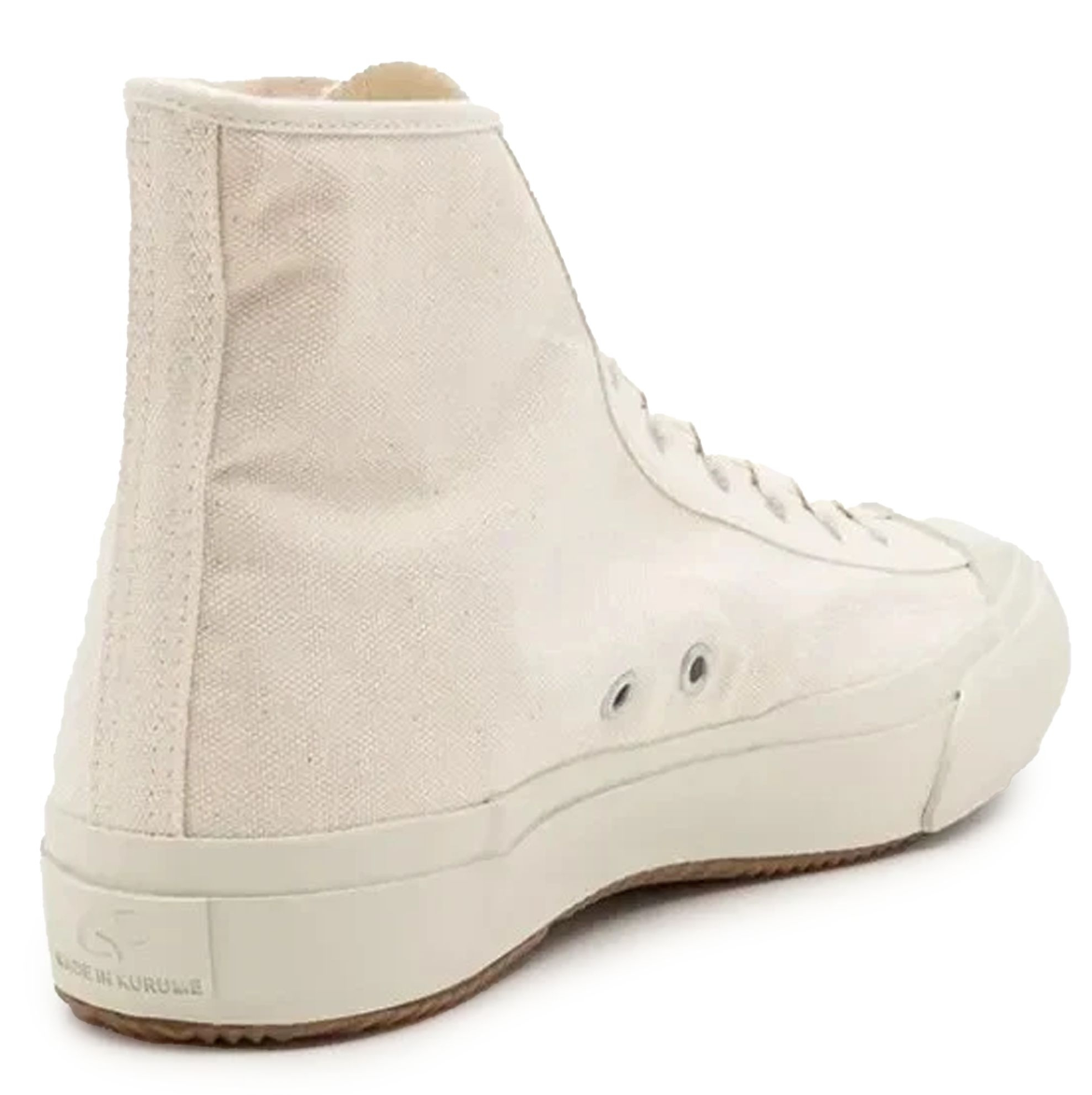 Profile view of Gym Classic Hi - White's vulcanised rubber sole by Moonstar.