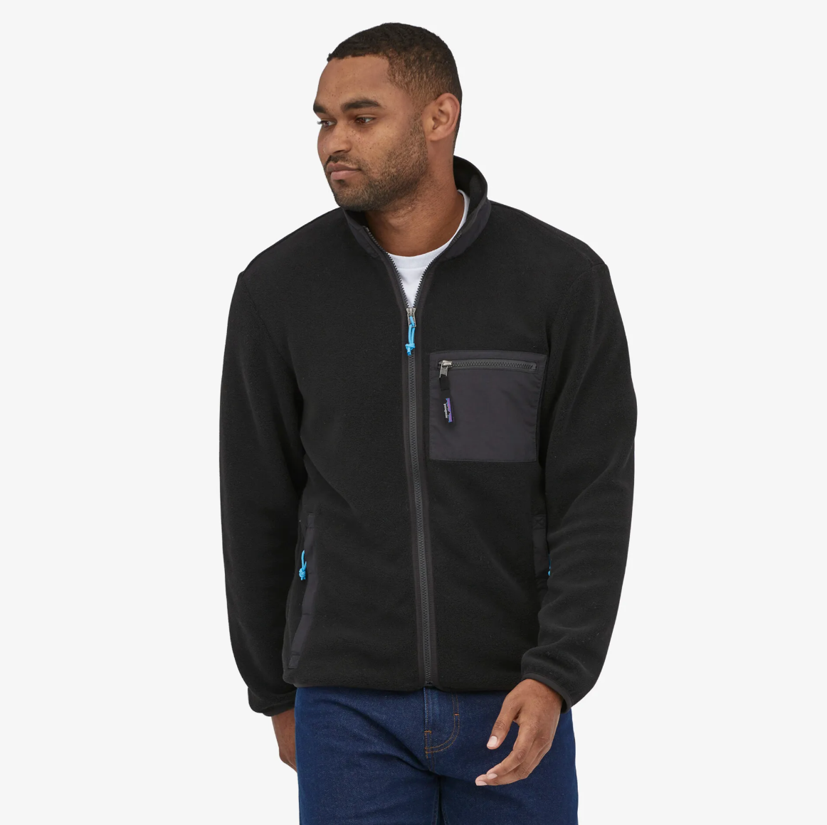 Back view of Synchilla Jacket - Black by Patagonia highlighting quality craftsmanship
