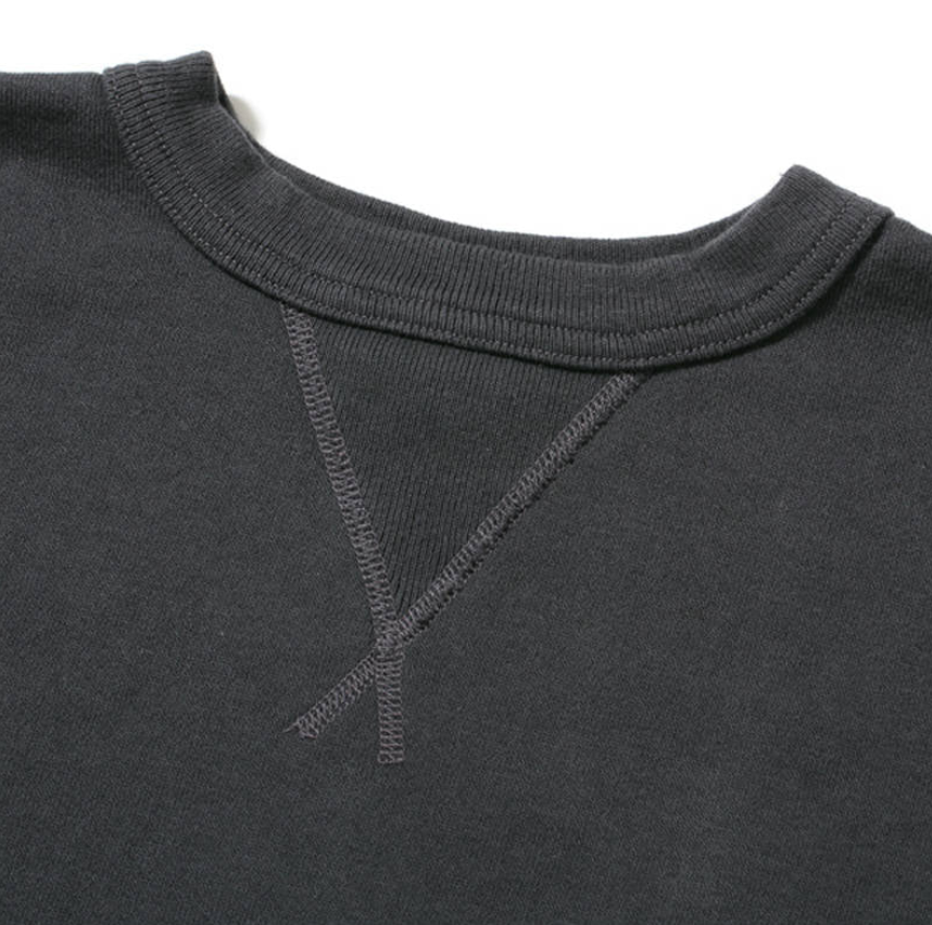 Black Set-In Crew Neck Sweatshirt by Buzz Rickson's, showing the ribbed cuffs and hem.
