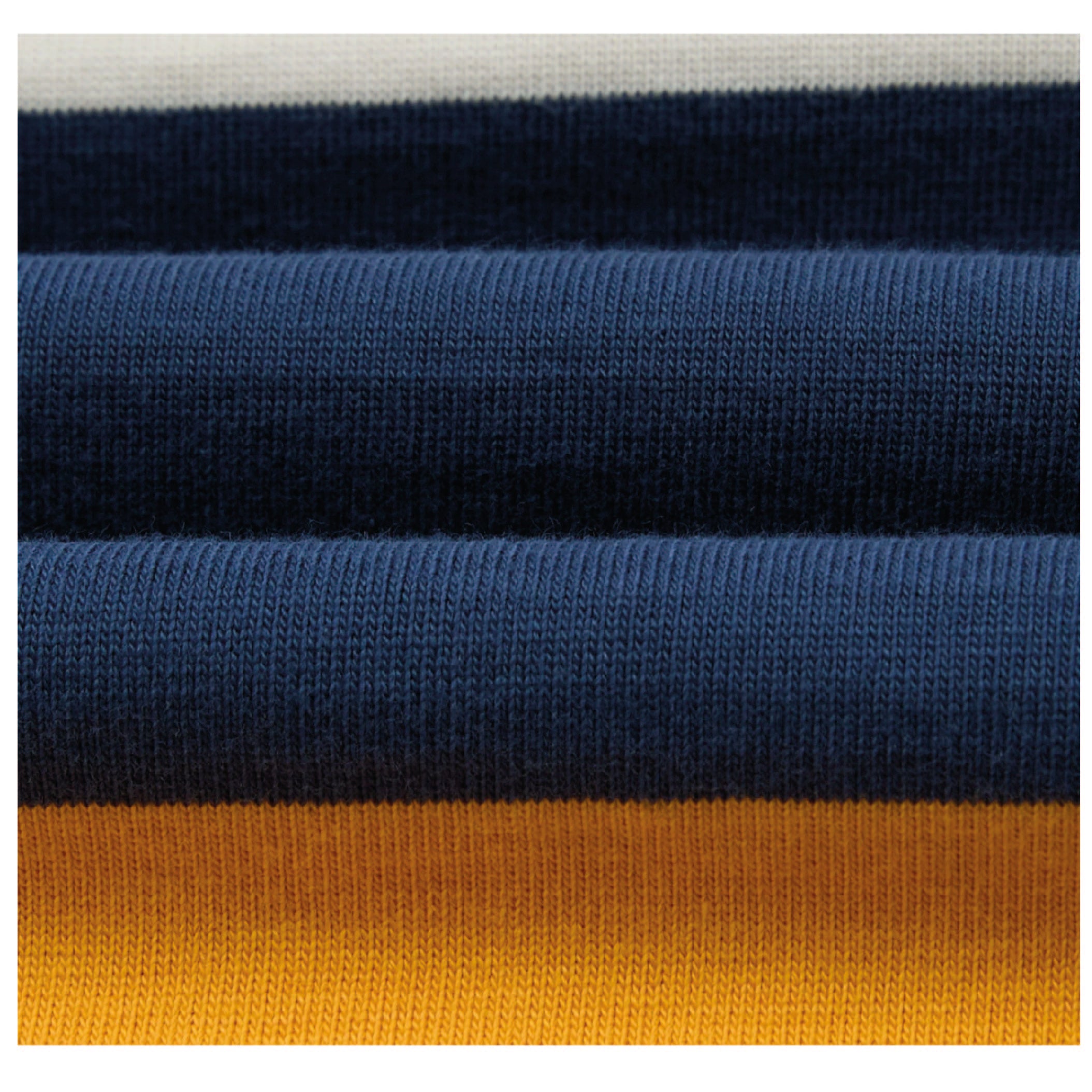 Stripe Quarter Zip Rugby Shirt - Ecru, Navy & Yellow