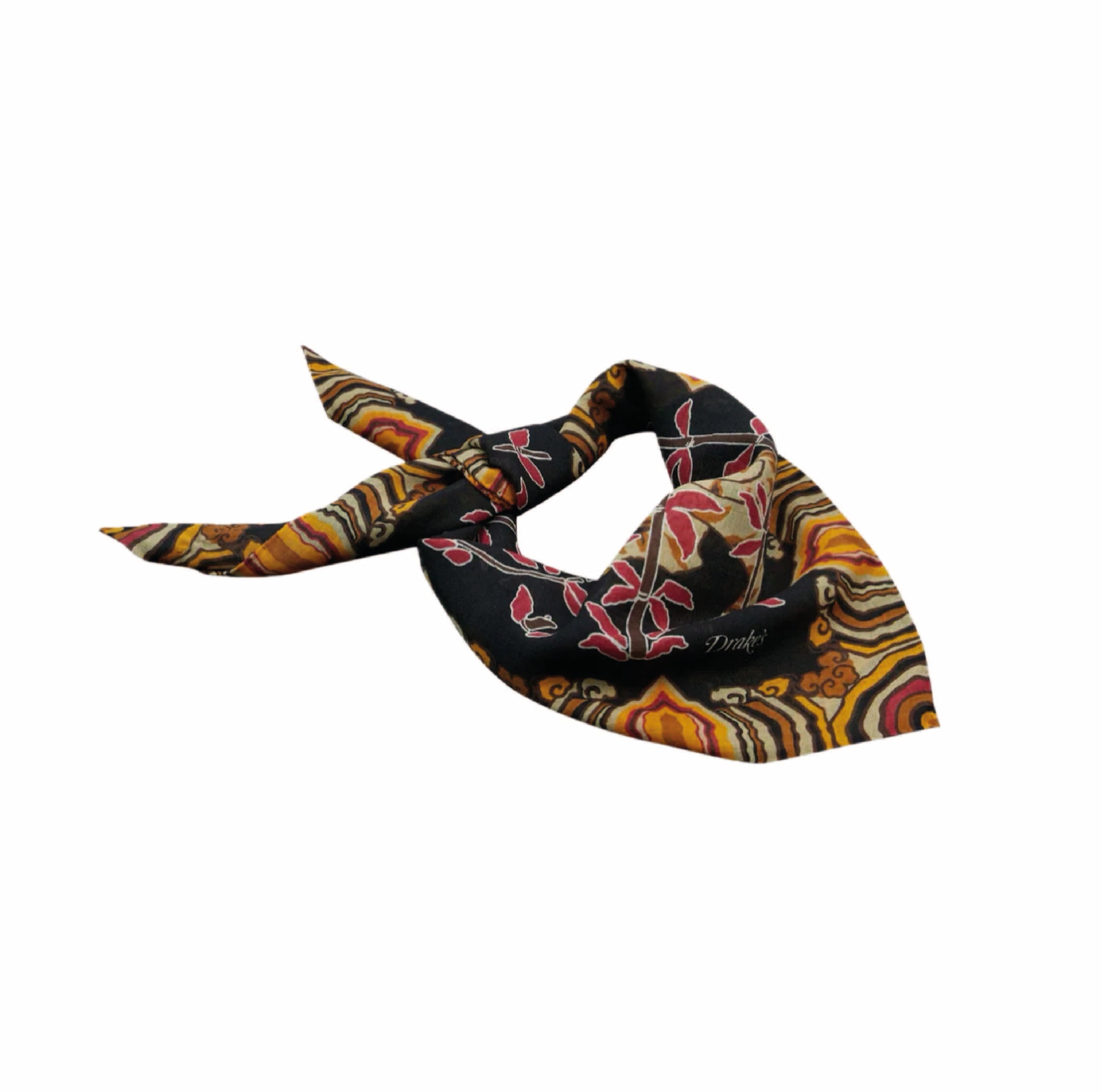 Black Tigers Print Wool-Silk Bandana