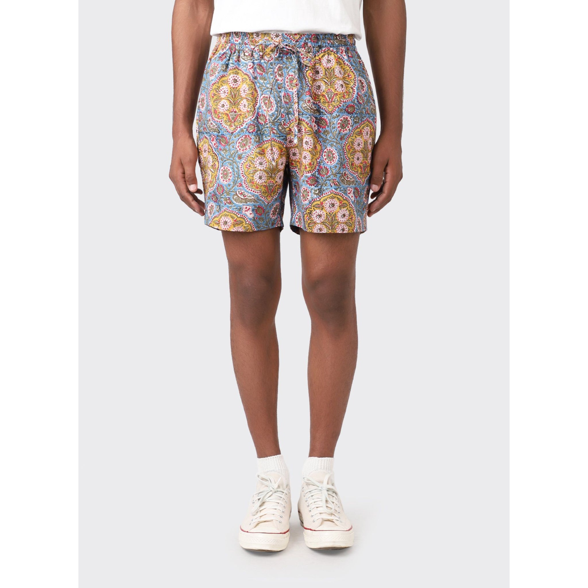 Traditional hand-block printed shorts by Kardo, made in New Delhi.