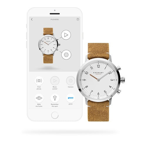 Kronaby Nord 41mm Hybrid Smartwatch - White, Brown Leather - Burrows and Hare