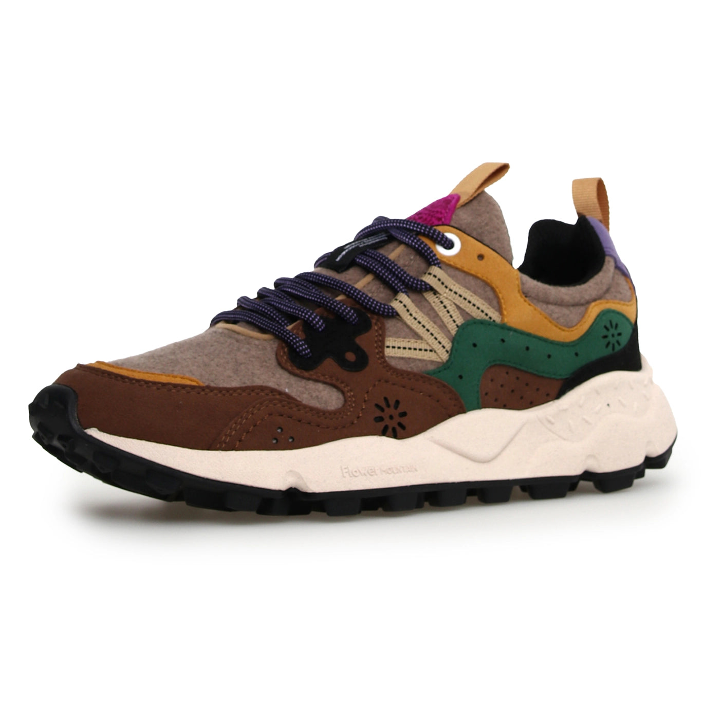 Yamano 3 Uni Kaiso Eco Suede/Eco Wool Trainer - Brown Multi