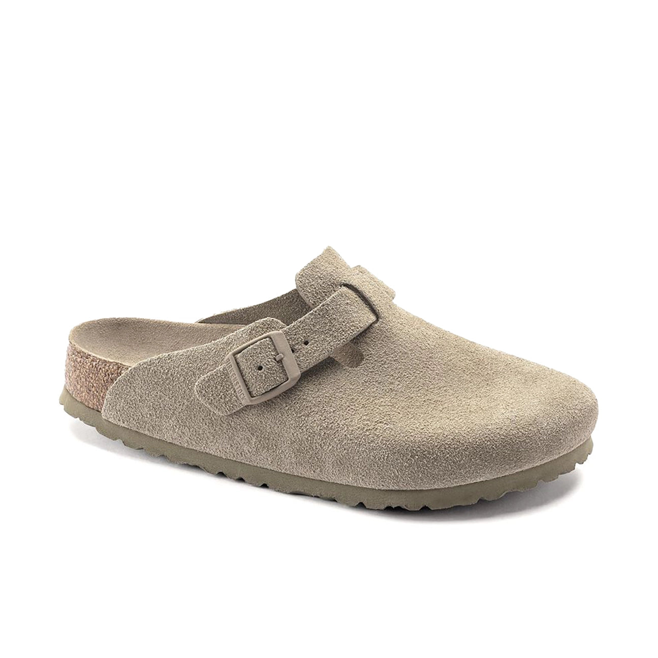 BIRKENSTOCK Boston Soft Footbed Clogs - Suede Leather Faded Khaki