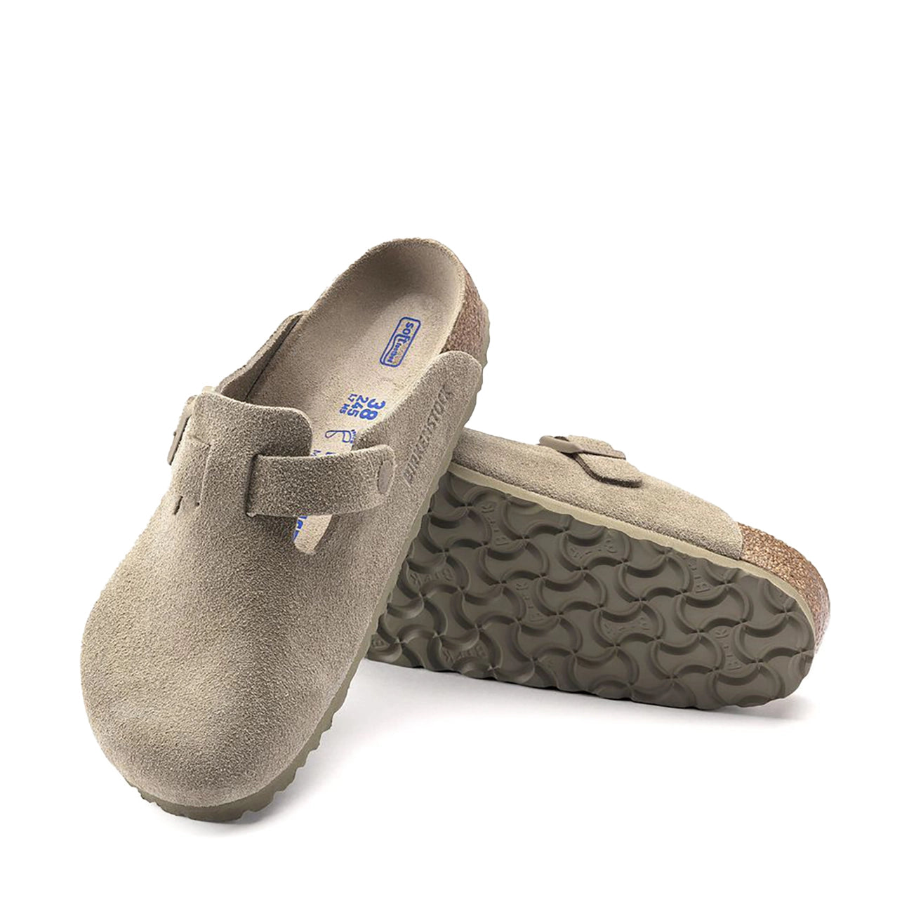 BIRKENSTOCK Boston Soft Footbed Clogs - Suede Leather Faded Khaki