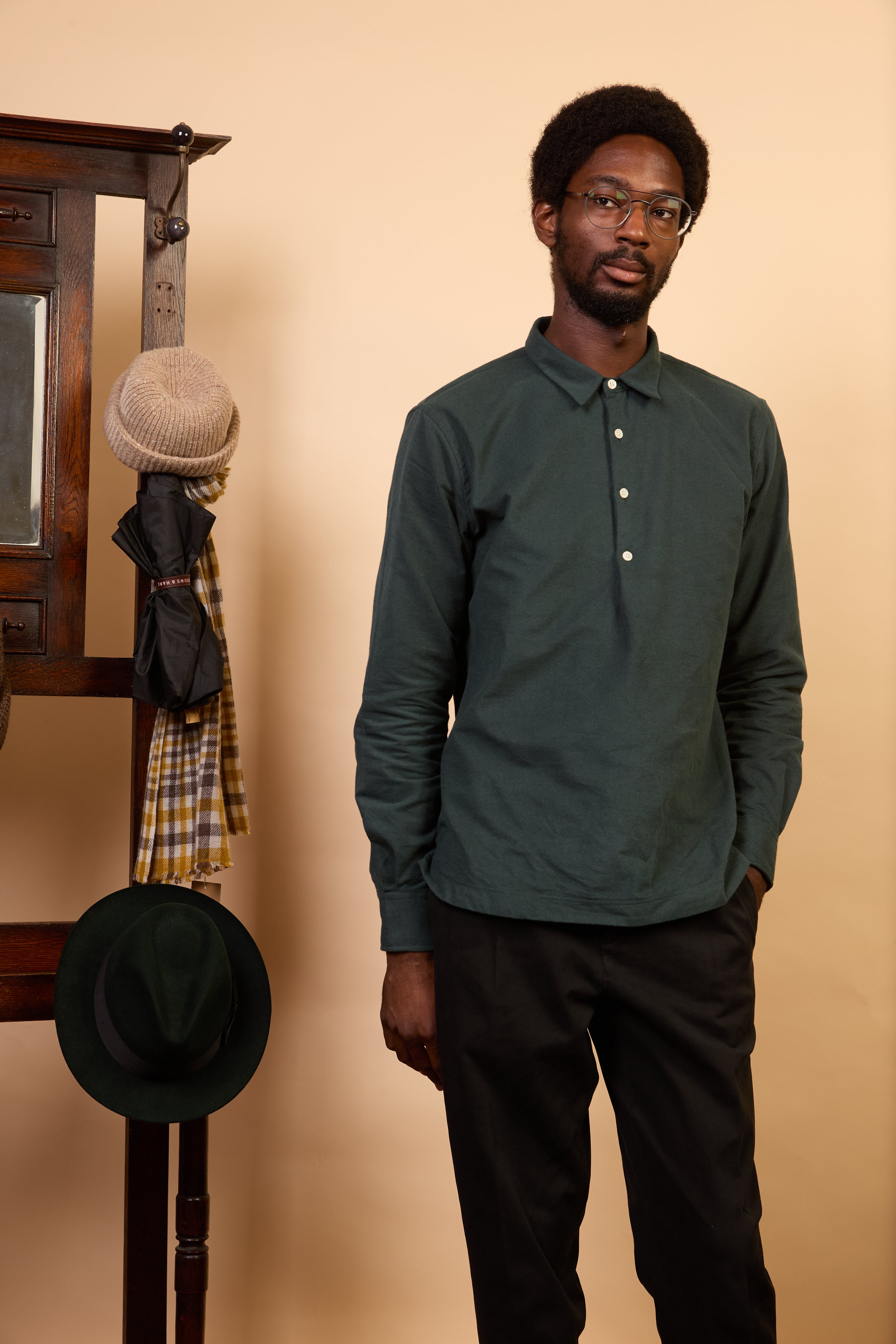 Cotton Pop Over Shirt - Green Flannel