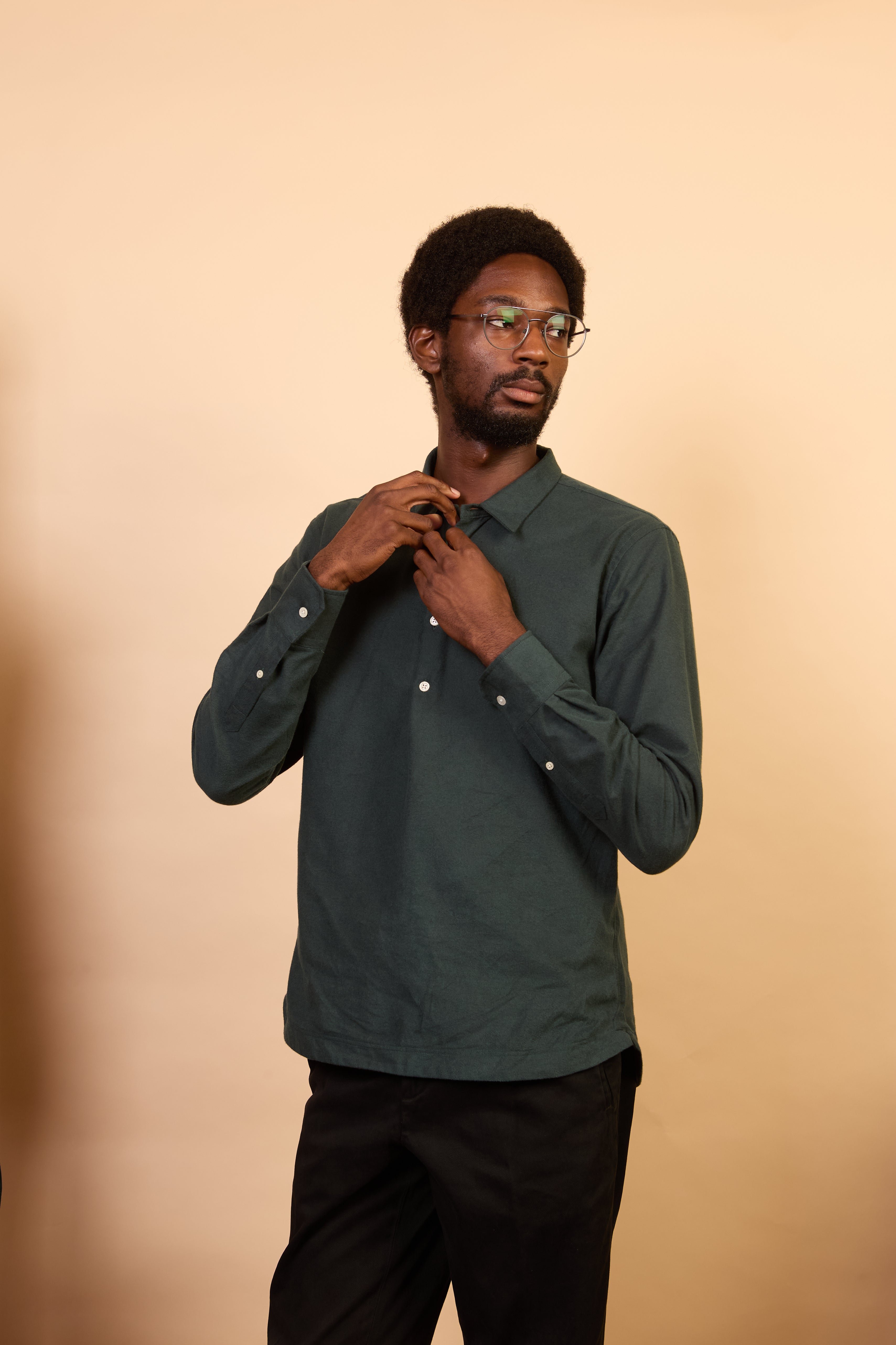 Cotton Pop Over Shirt - Green Flannel