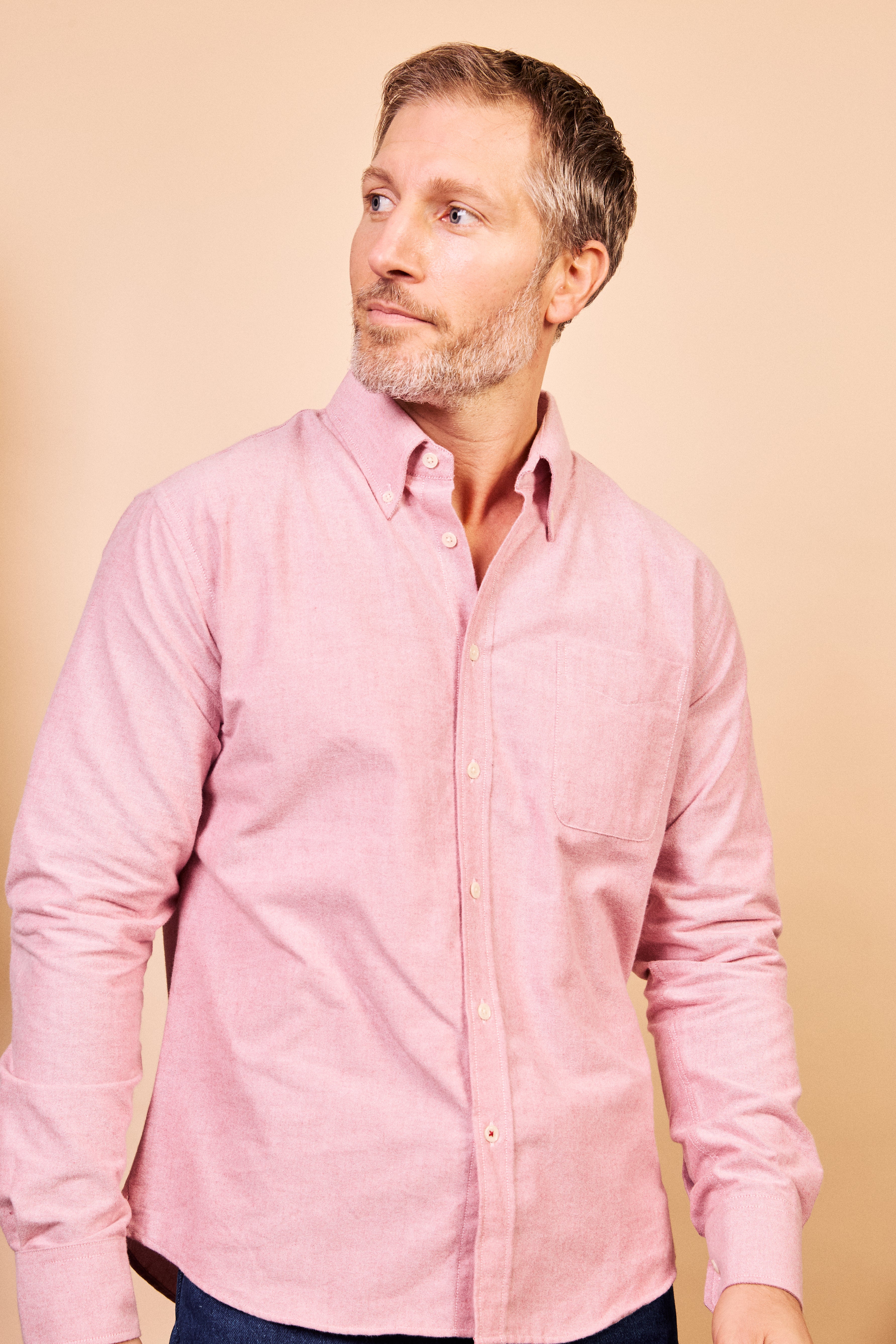 Button-down Cotton Oxford Shirt - Pink