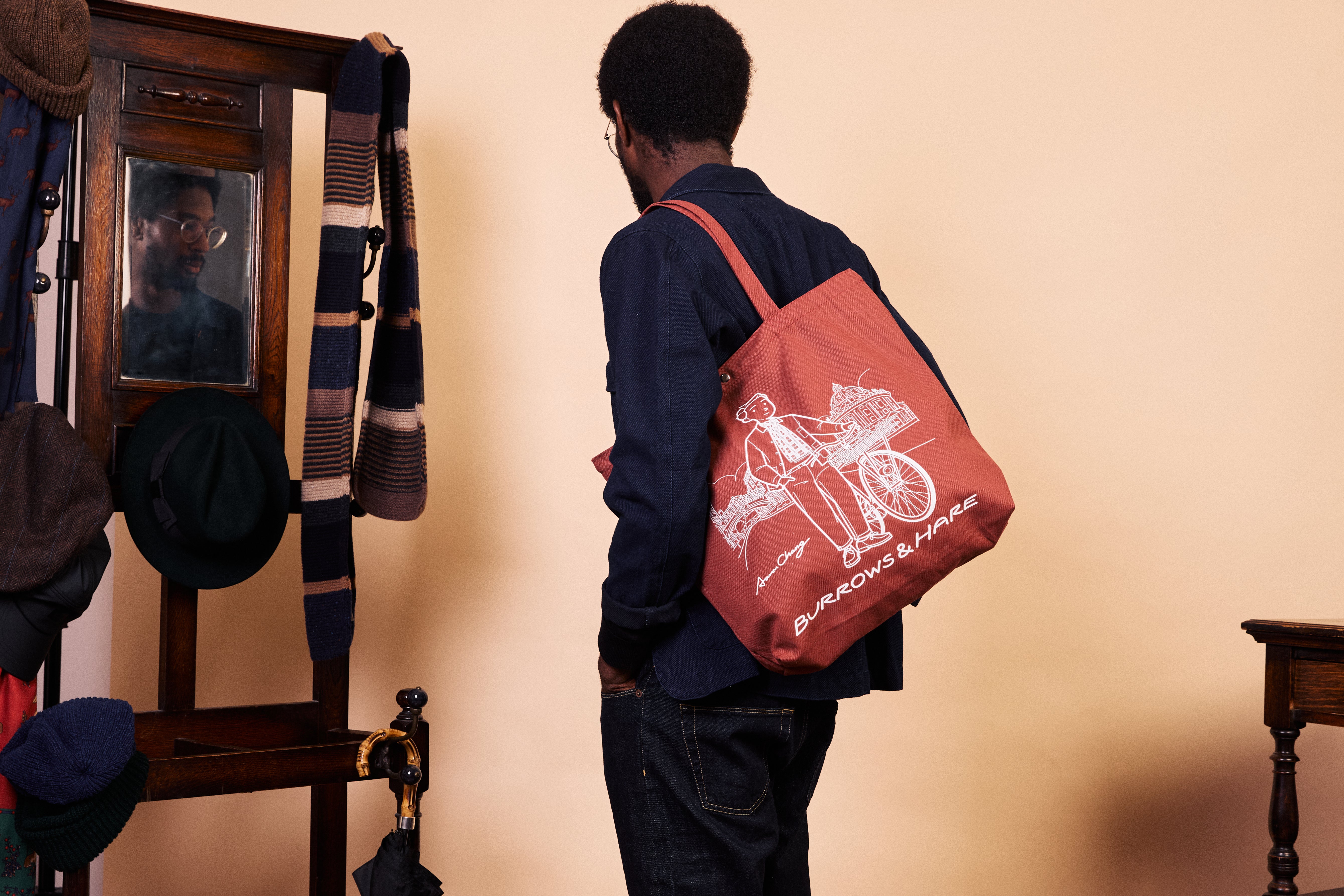 Printed Canvas Tote Bag - Red