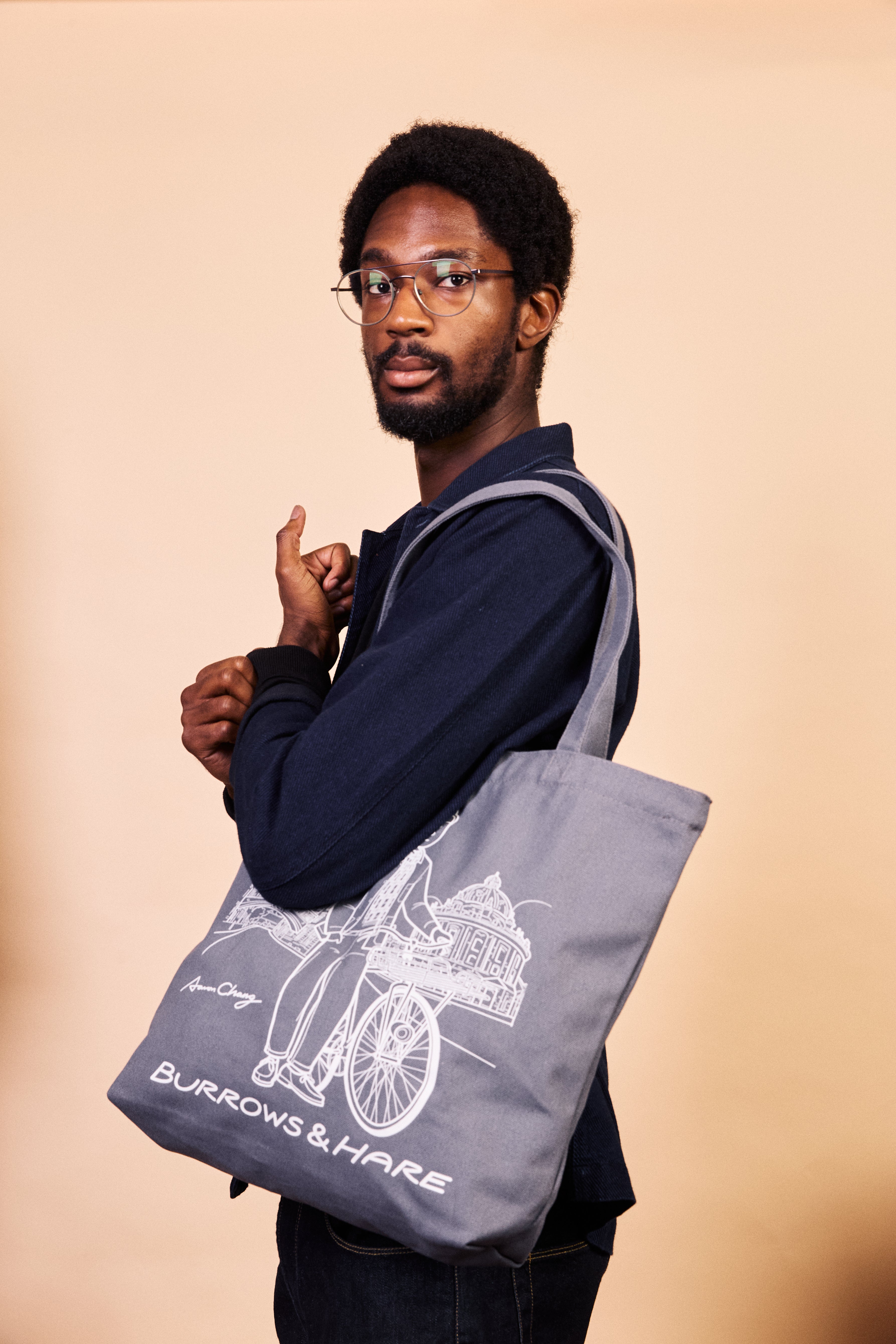 Printed Canvas Tote Bag - Blue