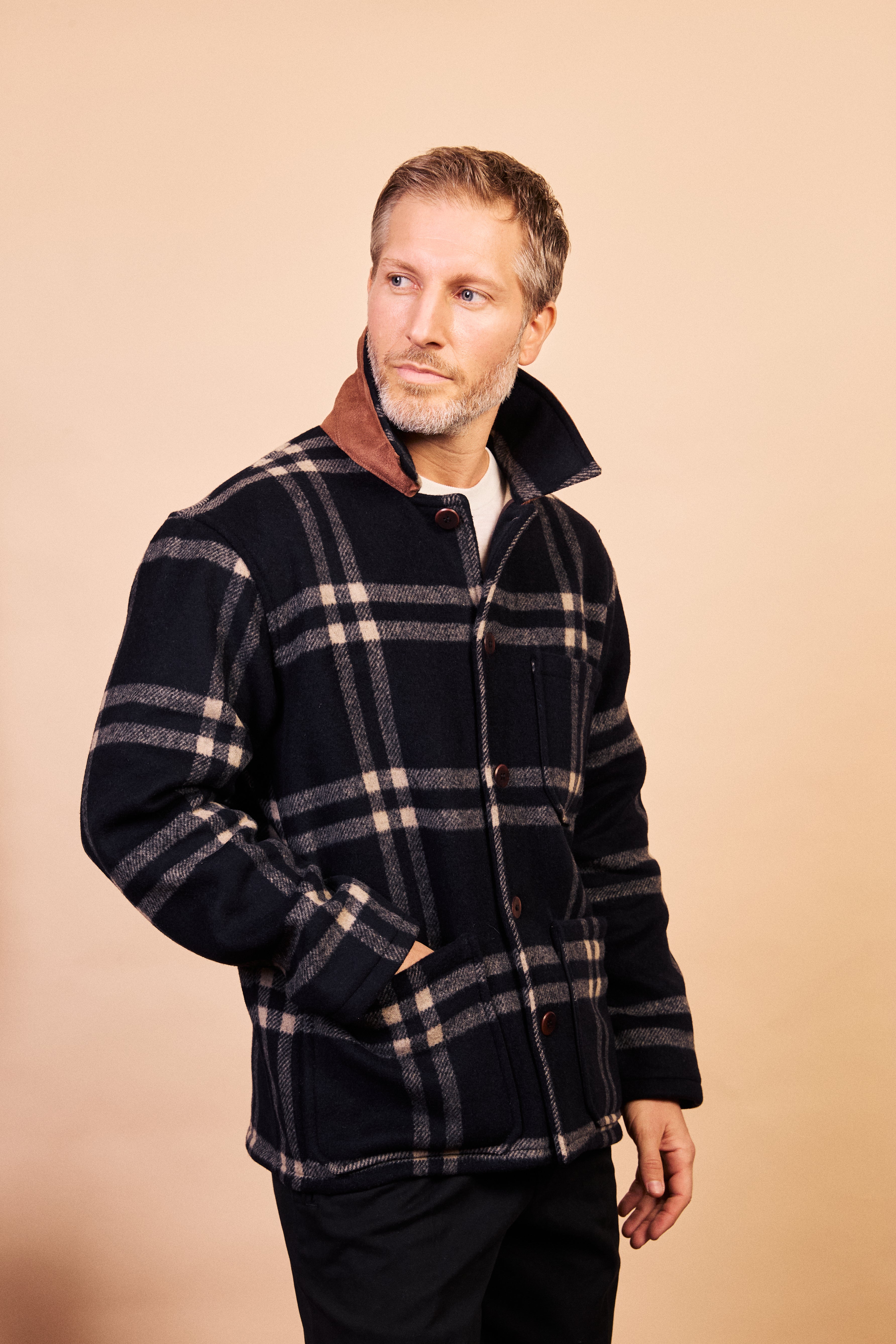 Wool Workwear Jacket - Navy Check