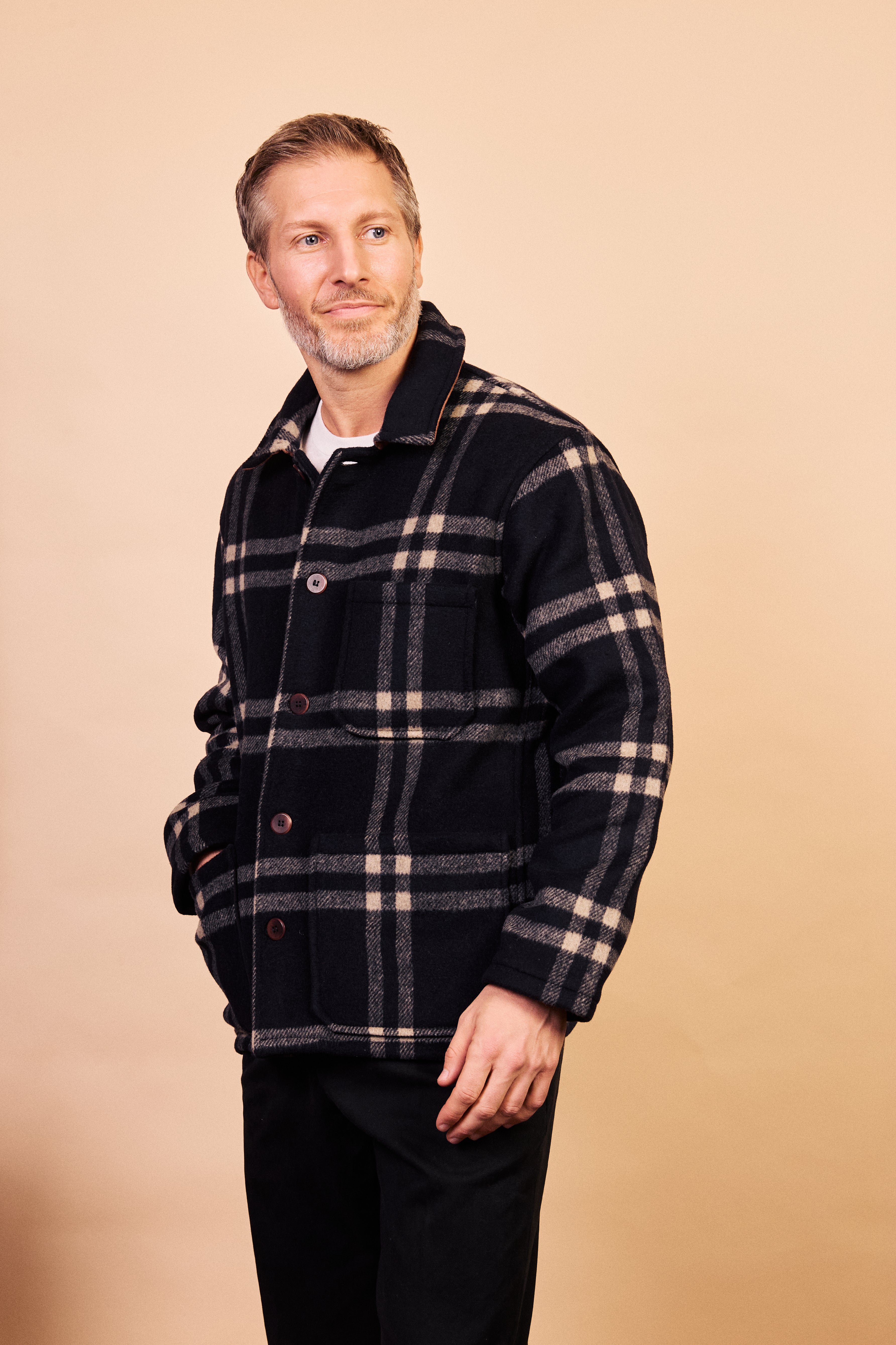 Wool Workwear Jacket - Navy Check