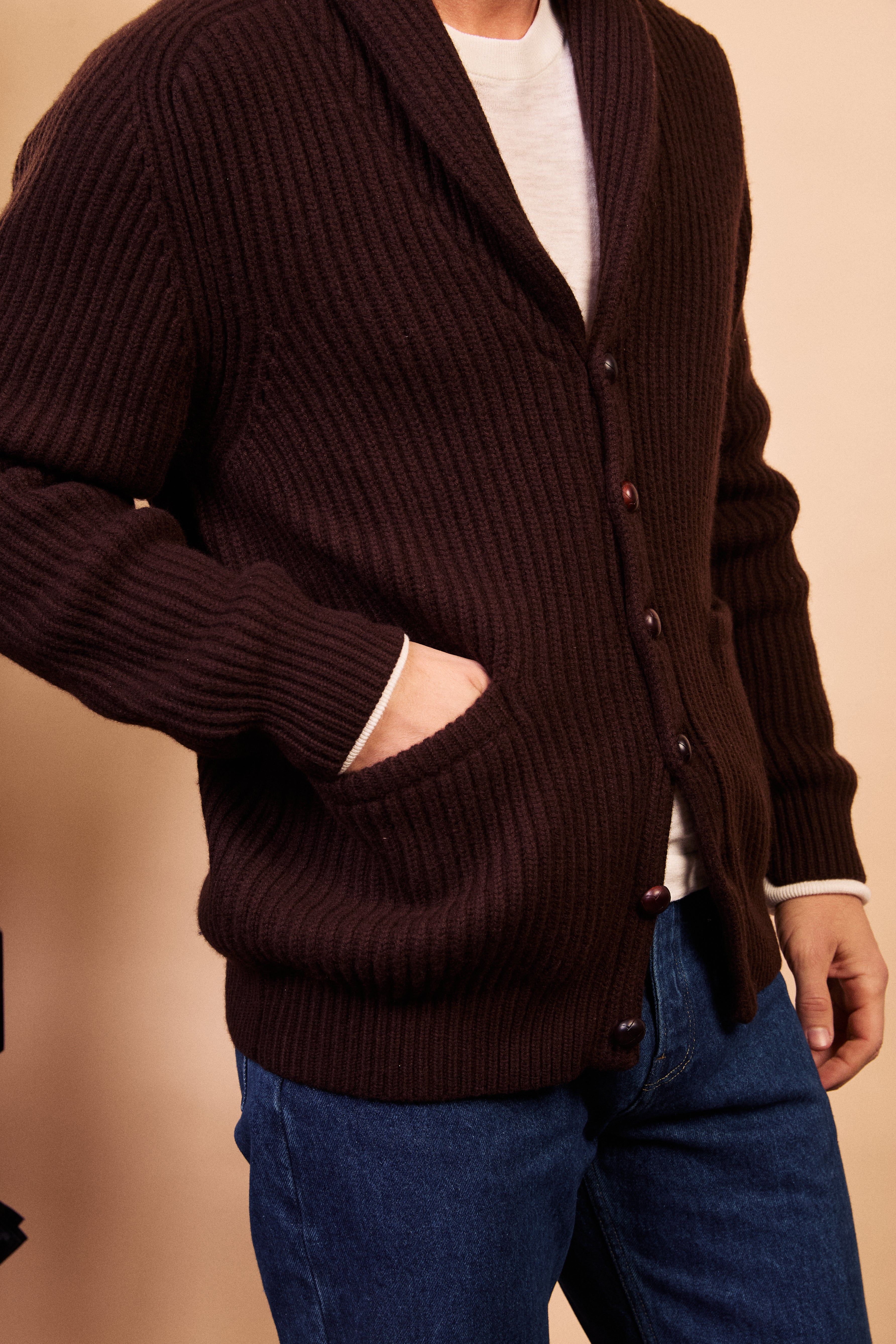 Shawl Cardigan - Brown