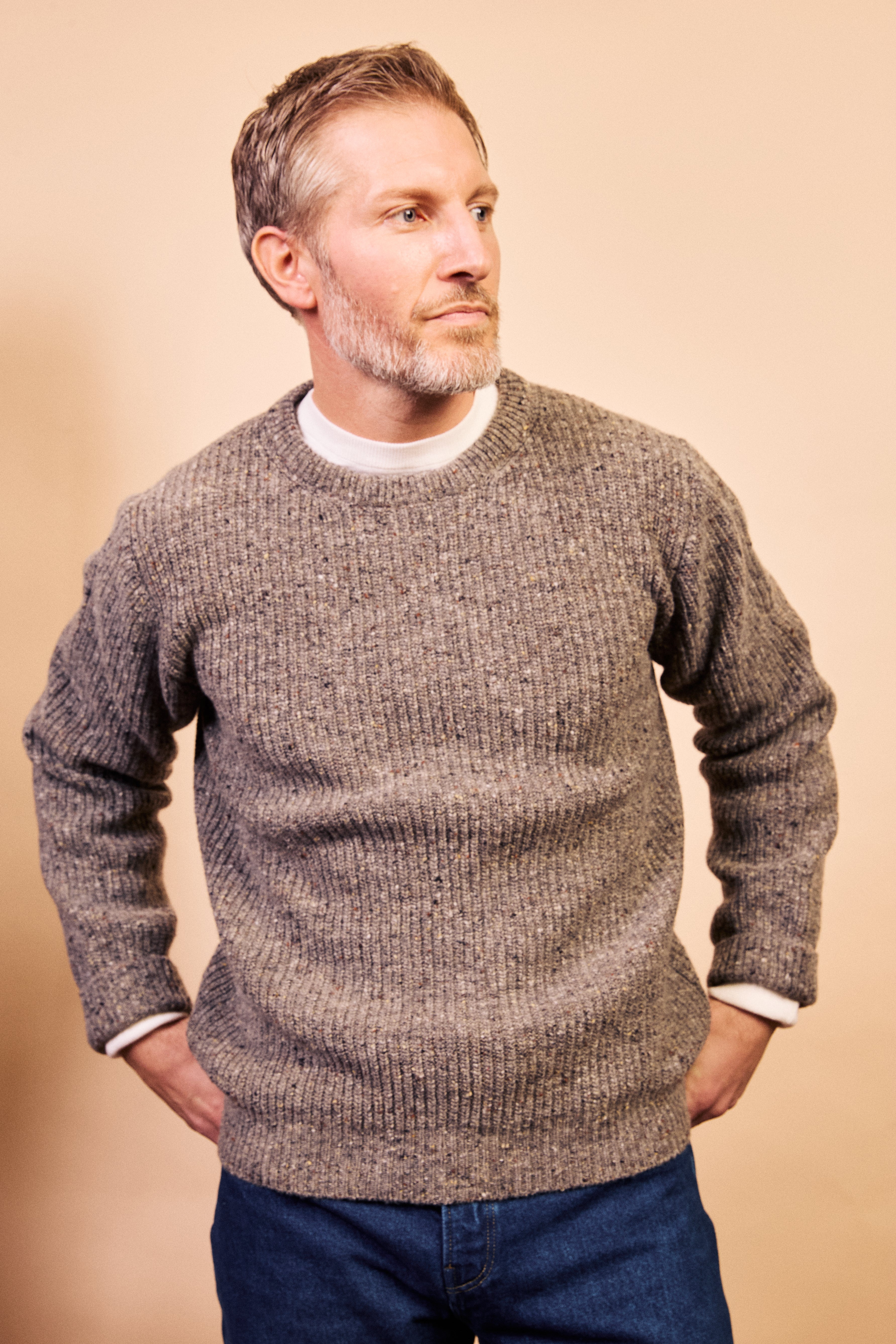 Ribbed Donegal Jumper - Grey