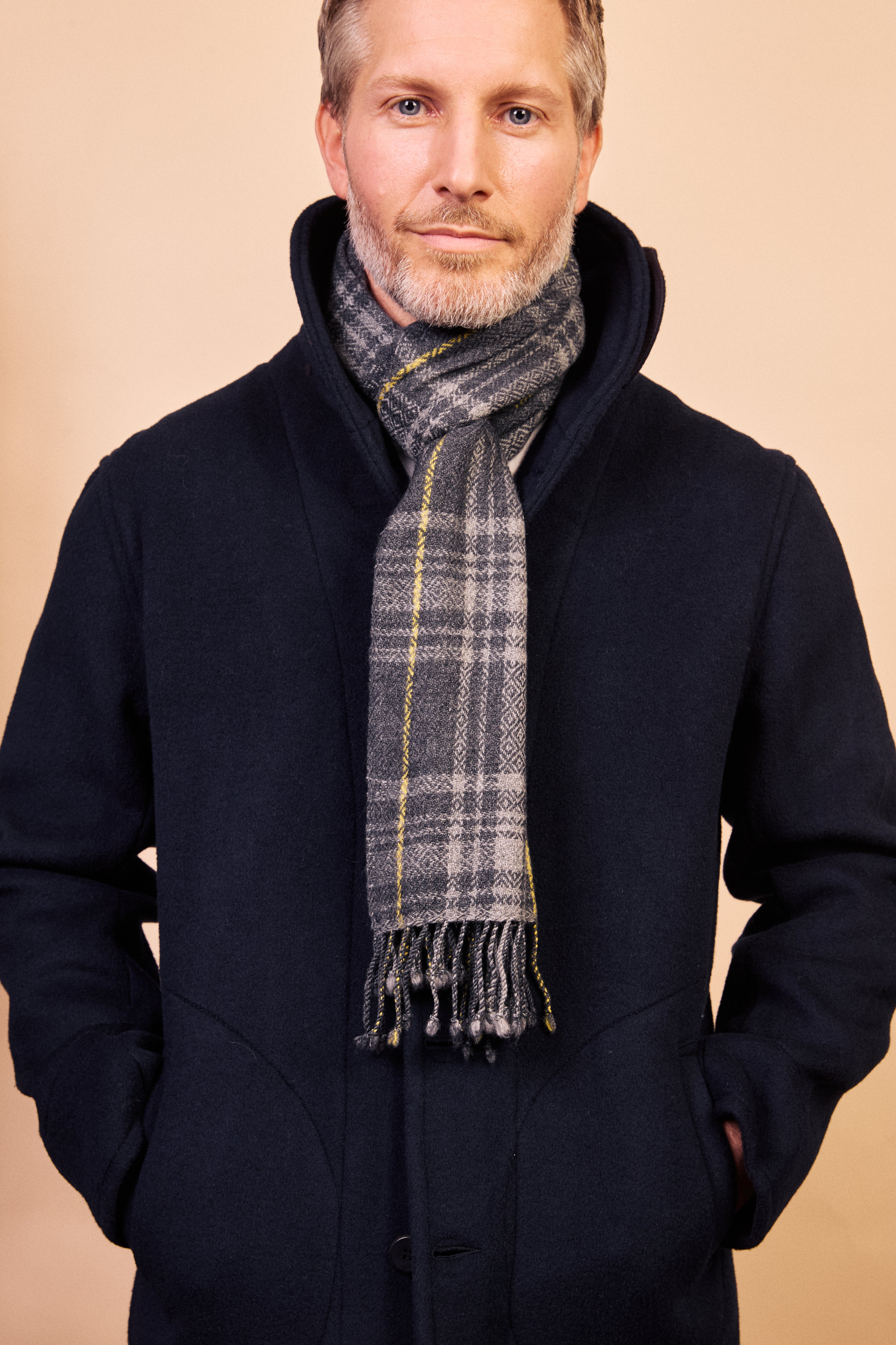 Cashmere & Merino Wool Scarf - Stitched Grey