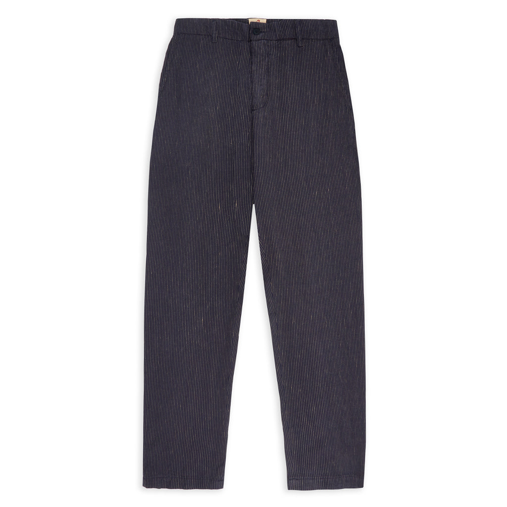 Burrows & Hare Linen Trouser - Stripe Navy