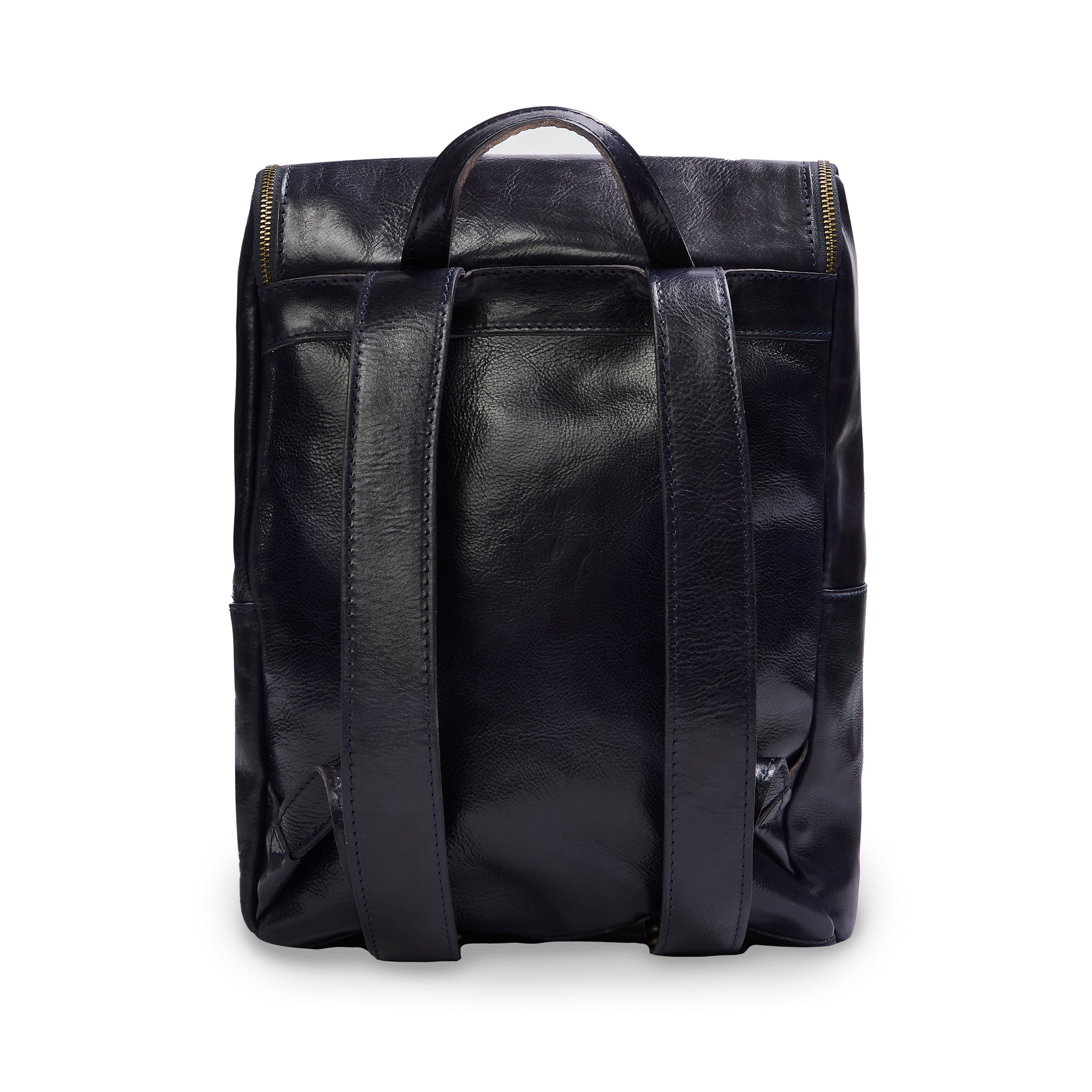 Leather Backpack - Navy