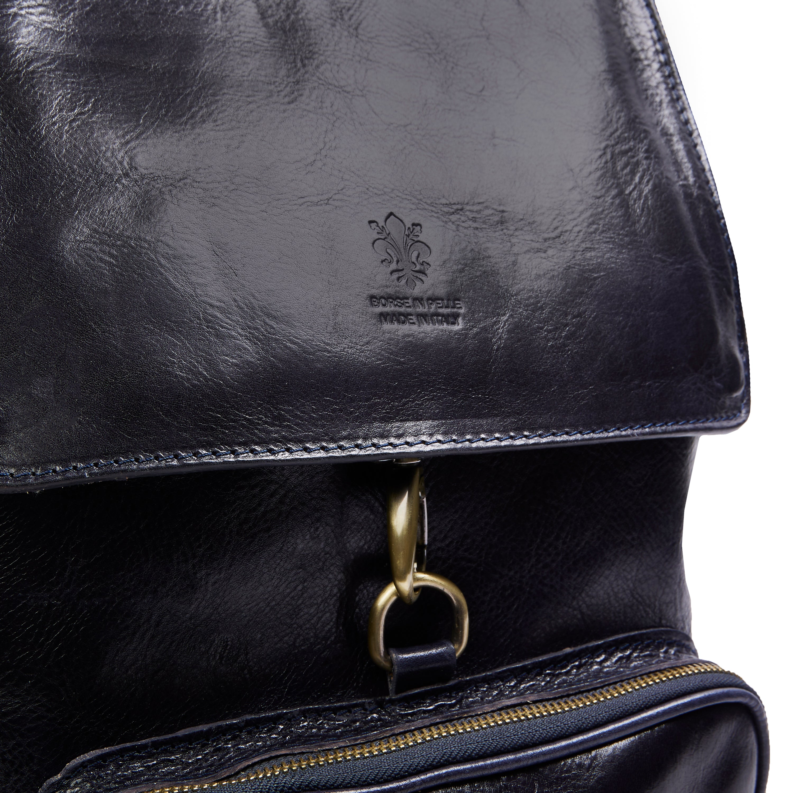 Leather Backpack - Navy