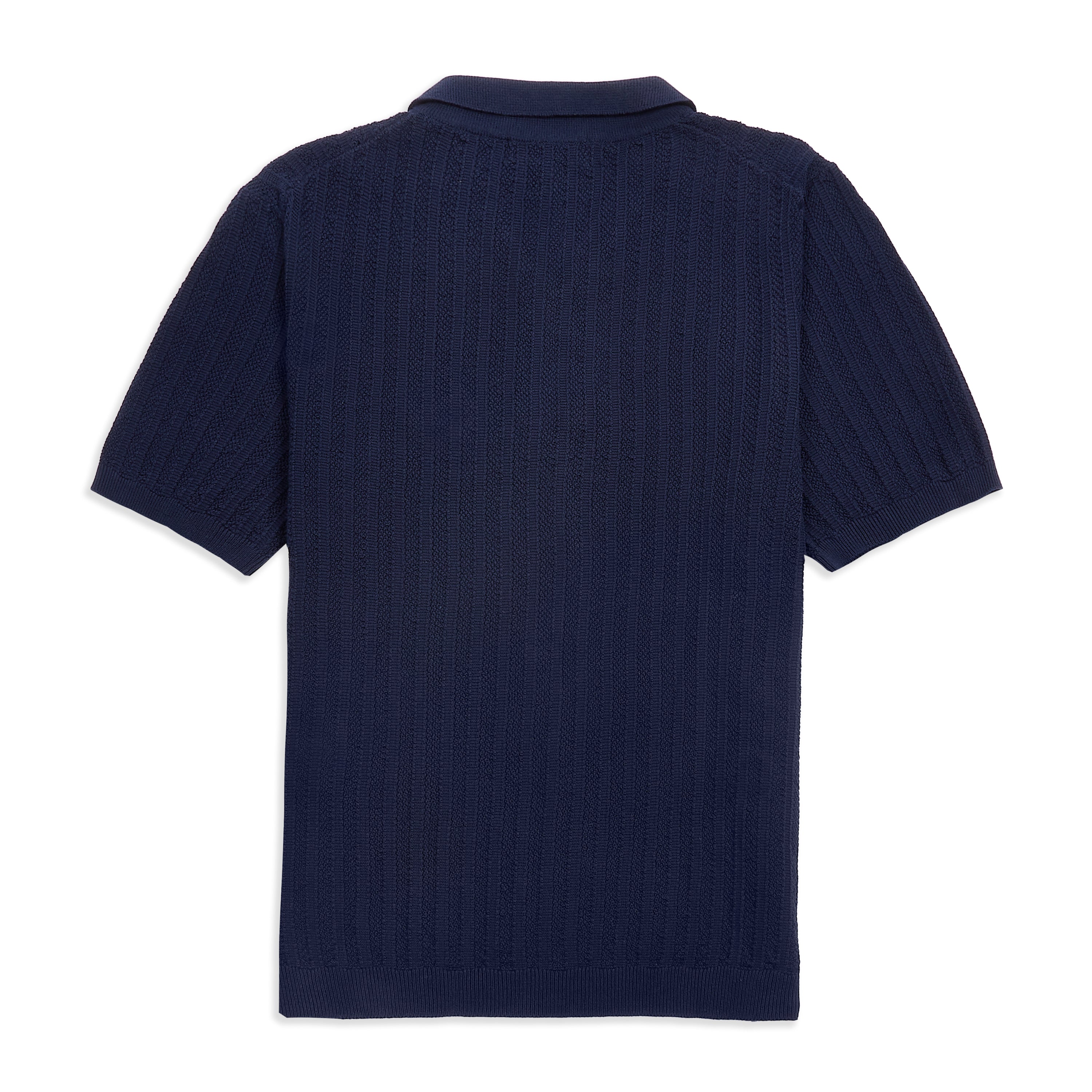 Side view of the Otto Shirt Texture - Navy by Pittari highlighting its refined silhouette.