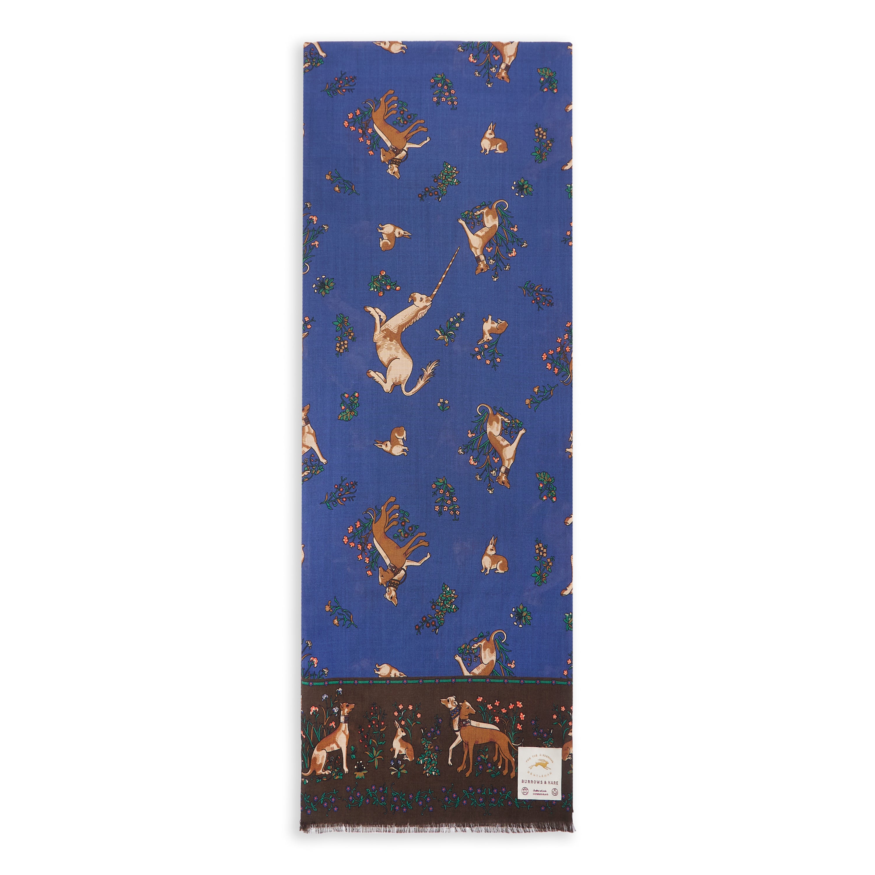 Silk Scarf - Dog Navy