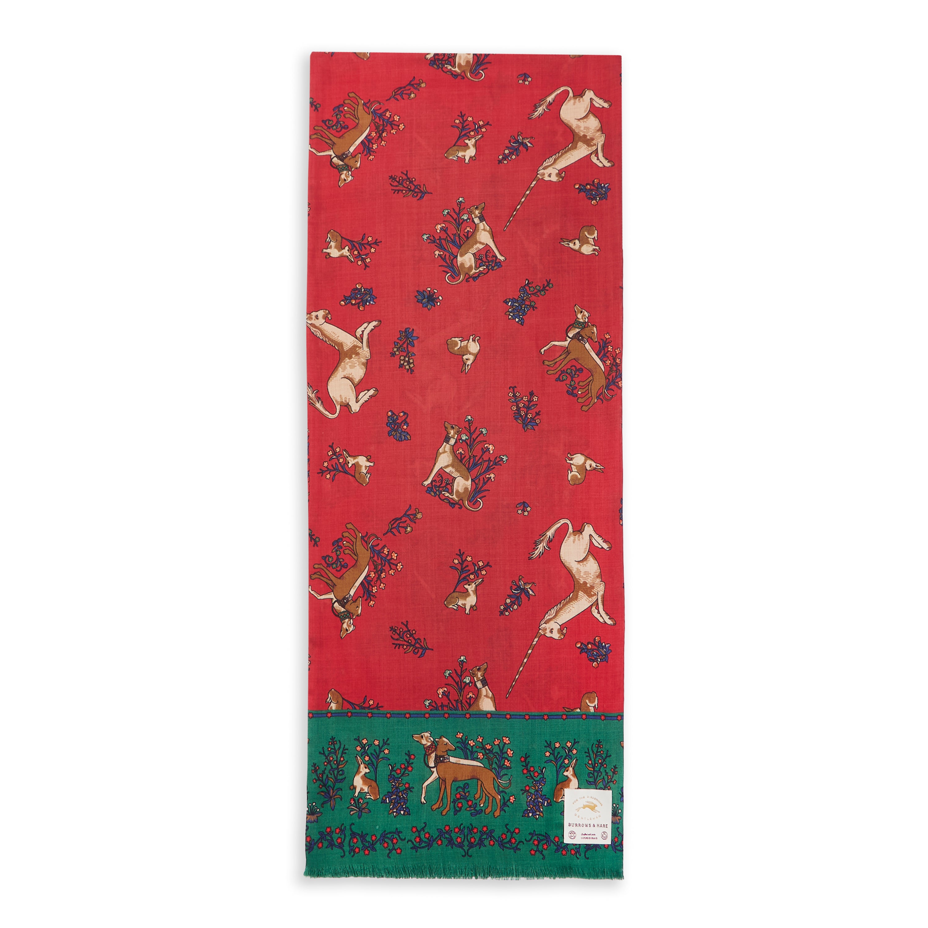 Silk Scarf - Dog Red