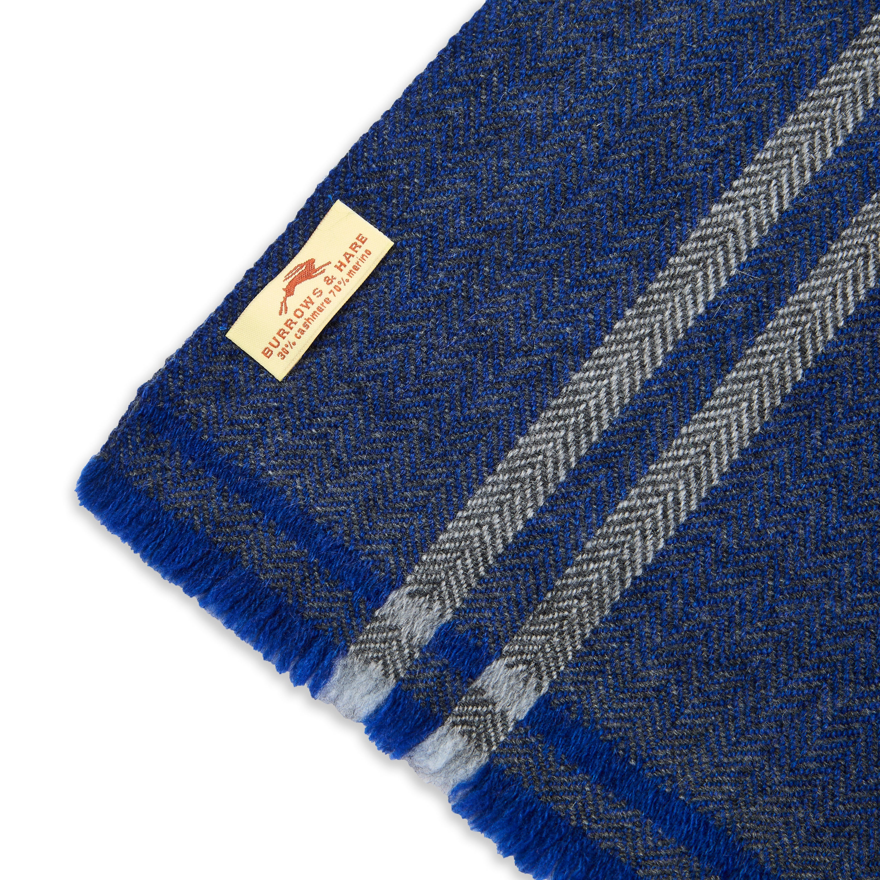 Wool Scarf - Blue & Grey Stripe