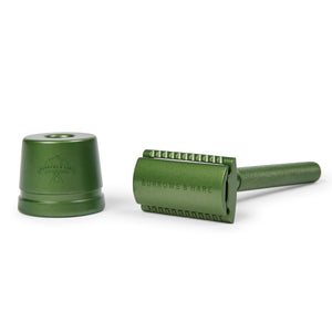 Burrows & Hare Double Edge Safety Razor & Stand - Green