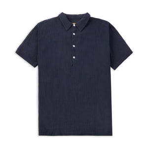 Burrows & Hare Pop Over Short Sleeve Morton Shirt  - Navy