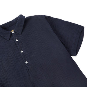 Burrows & Hare Pop Over Short Sleeve Morton Shirt  - Navy