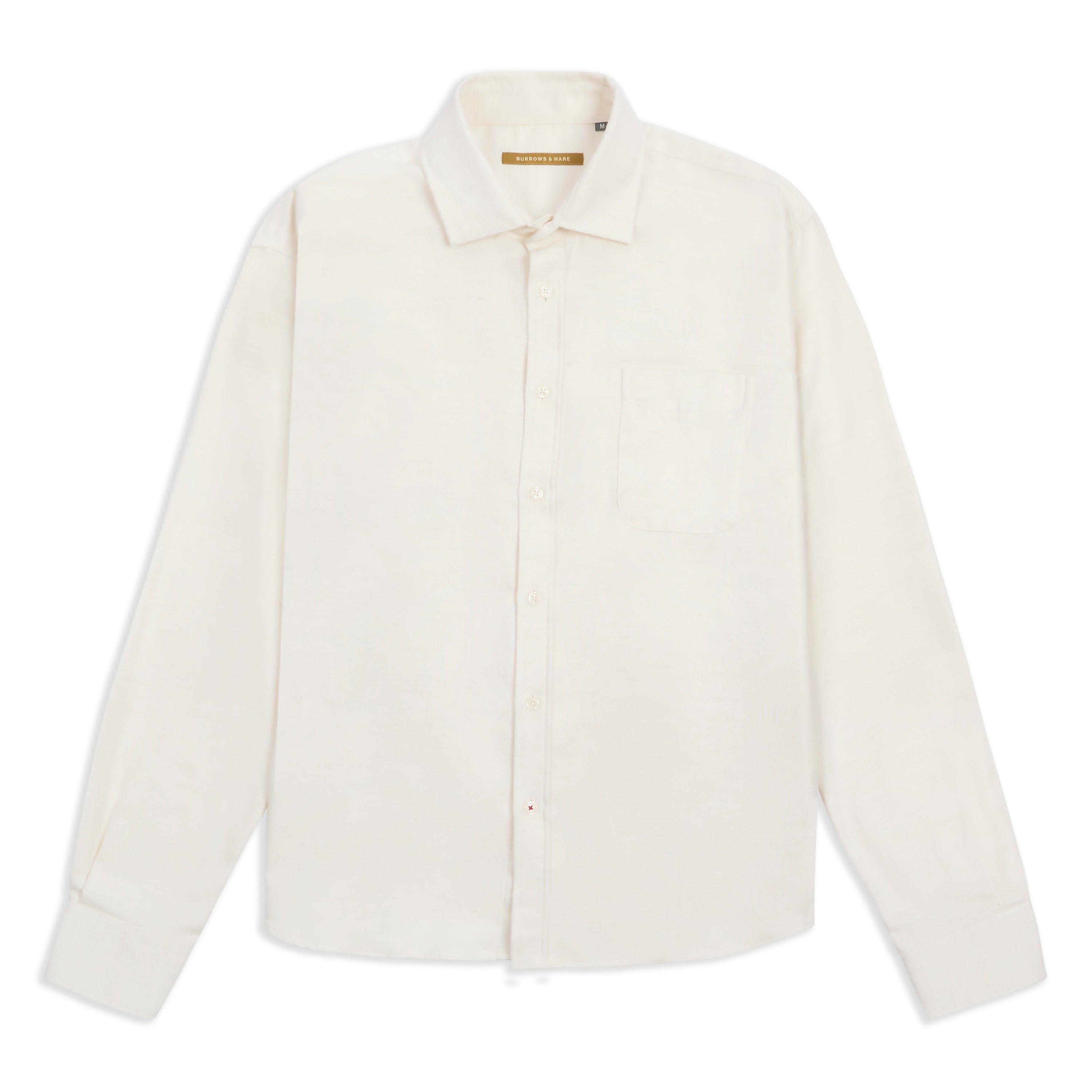 Classic Cotton & Cashmere Shirt - Cream Herringbone