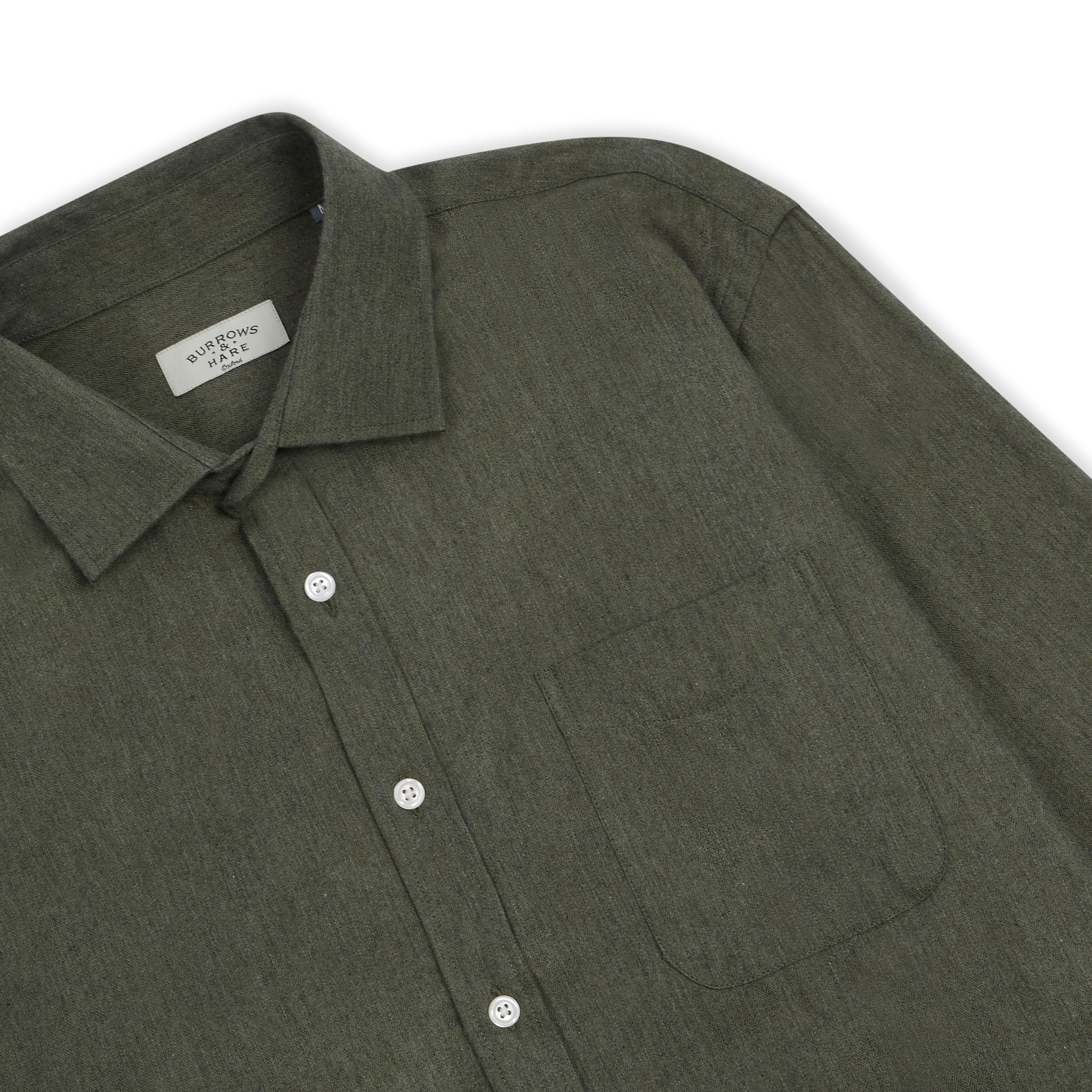 Shirt - Green Herringbone