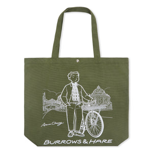 Burrows & Hare Printed Canvas Tote Bag - Olive