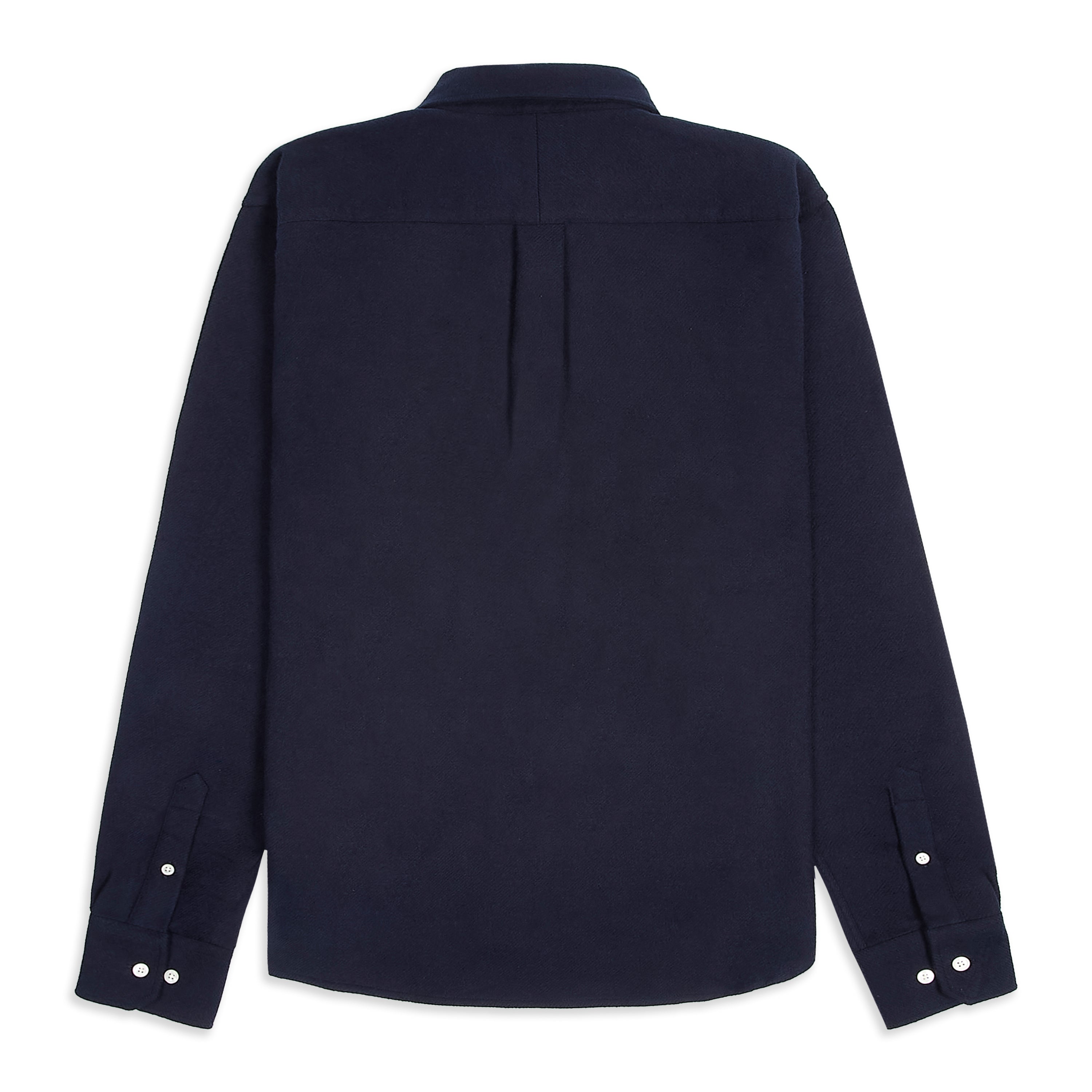 Two Pocket Cotton Flannel Overshirt - Navy