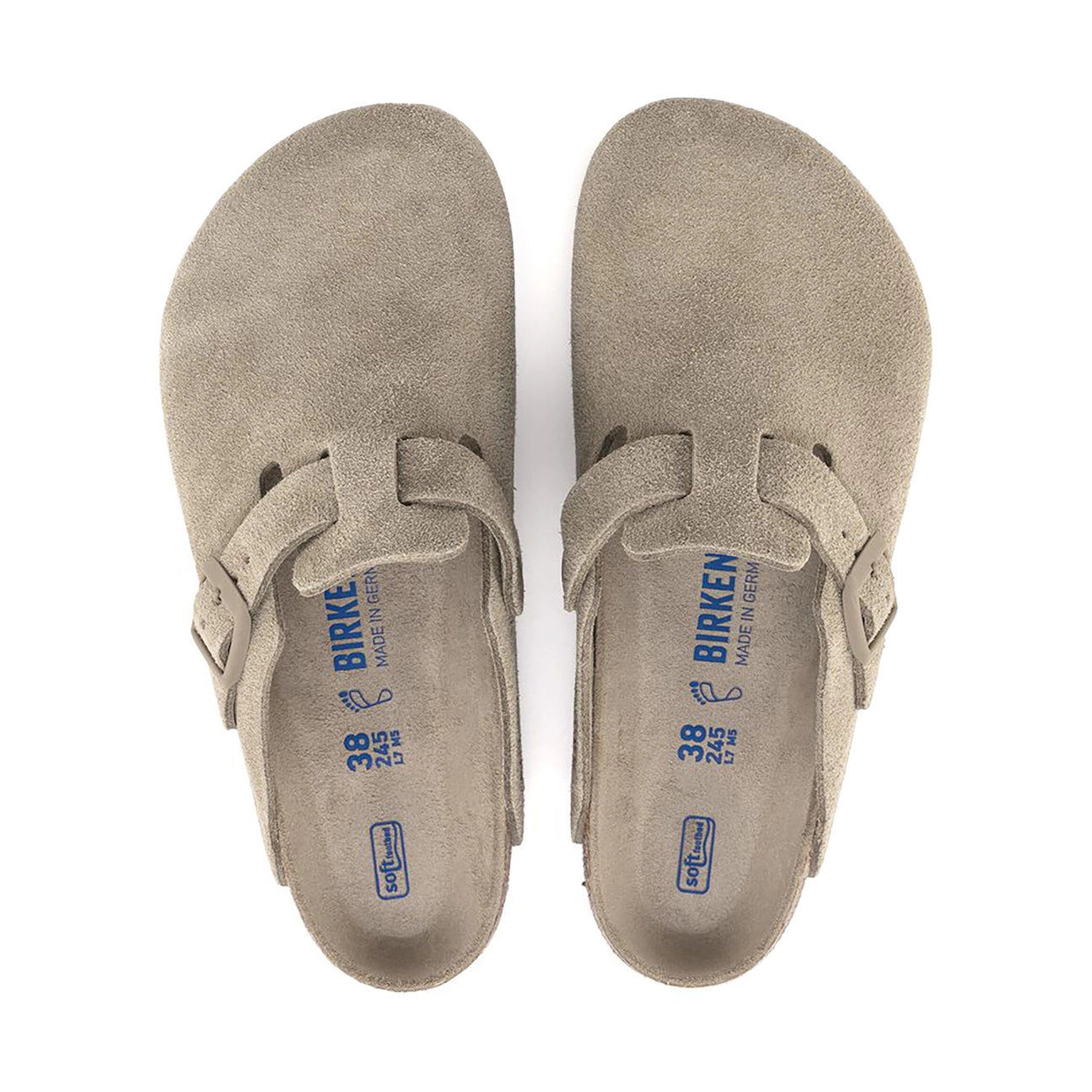 BIRKENSTOCK Boston Soft Footbed Clogs - Suede Leather Faded Khaki