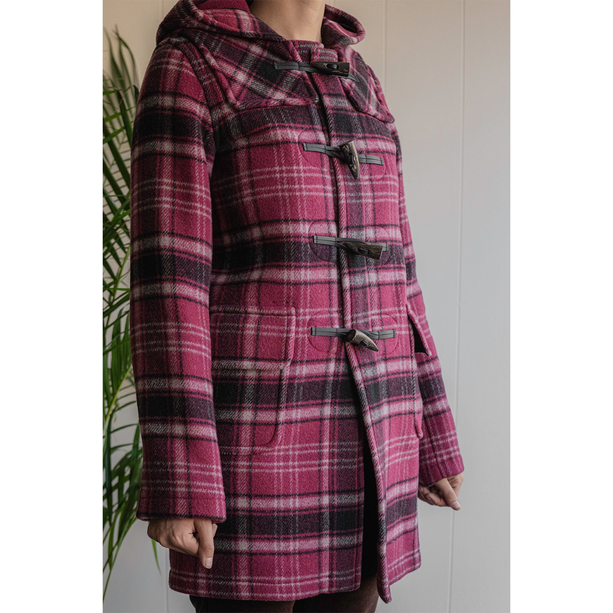 Women’s Duffle Coat Purple Tartan