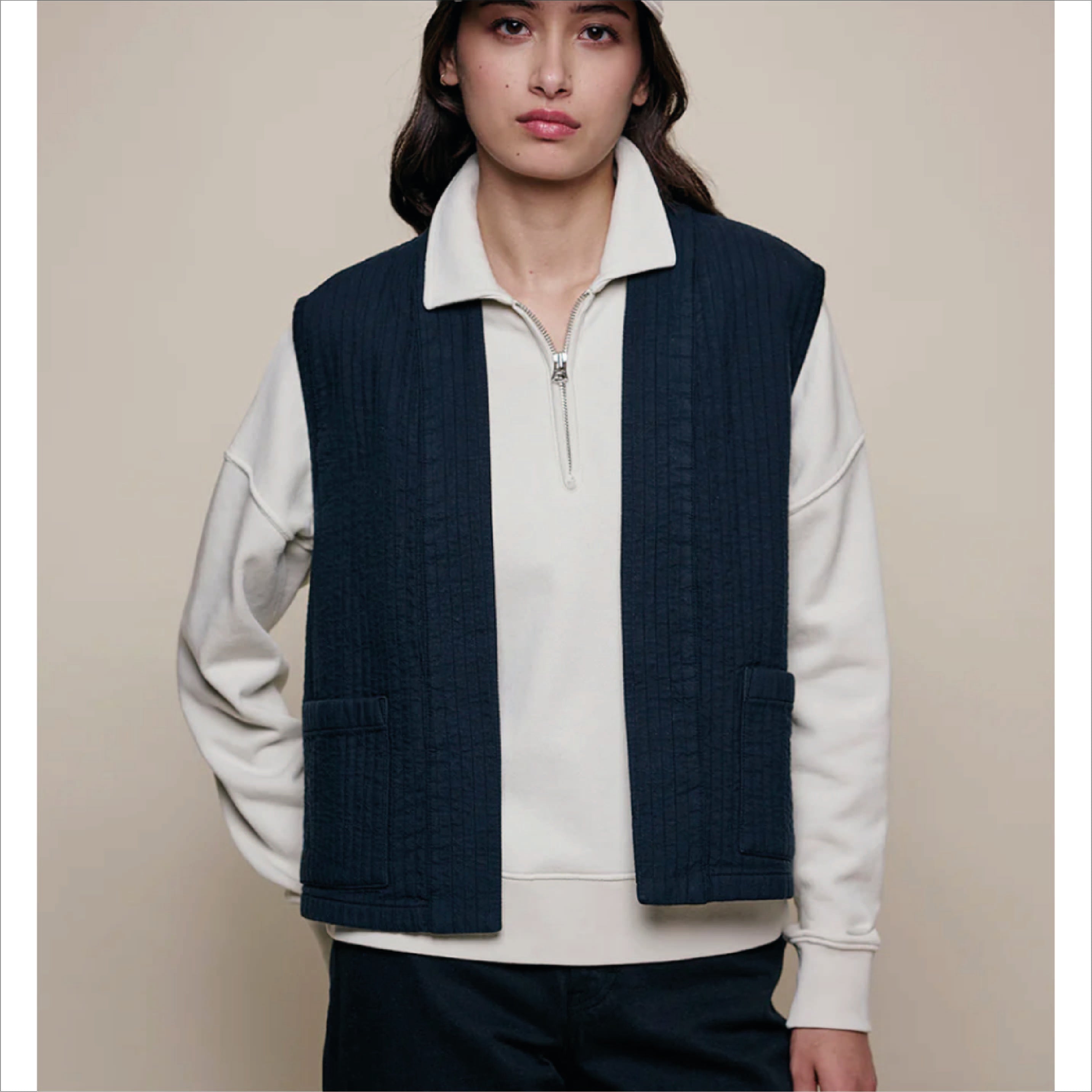 Padded Cotton Women's Vest - Charcoal