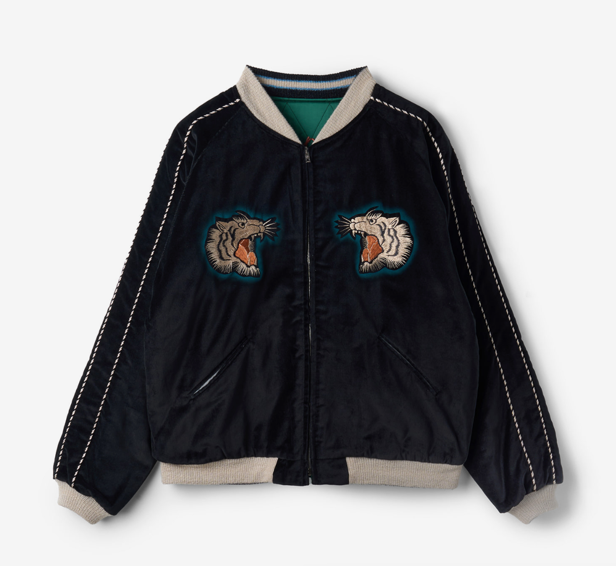Souvenir Jacket Tiger Head x Eagle - Black