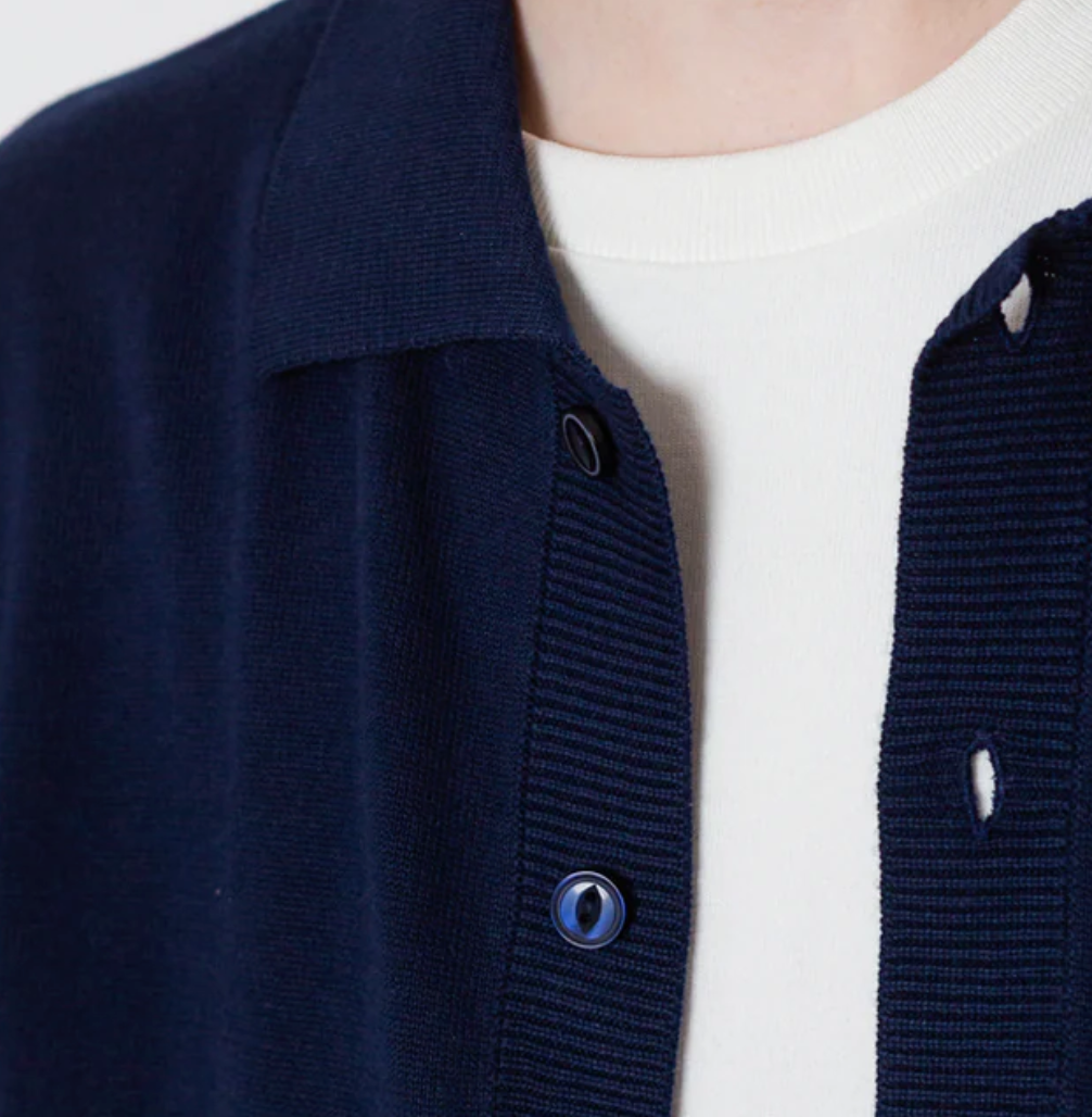 Detail of the Otto Shirt Texture - Navy by Pittari focusing on the fabric's texture.
