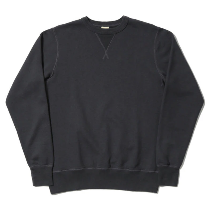 Set-In Crew Neck Sweatshirt - Black by Buzz Rickson's, 100% cotton, made in Japan.