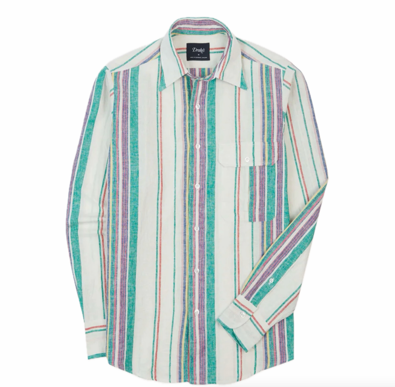 Drake's Striped Linen Cotton Purple/White