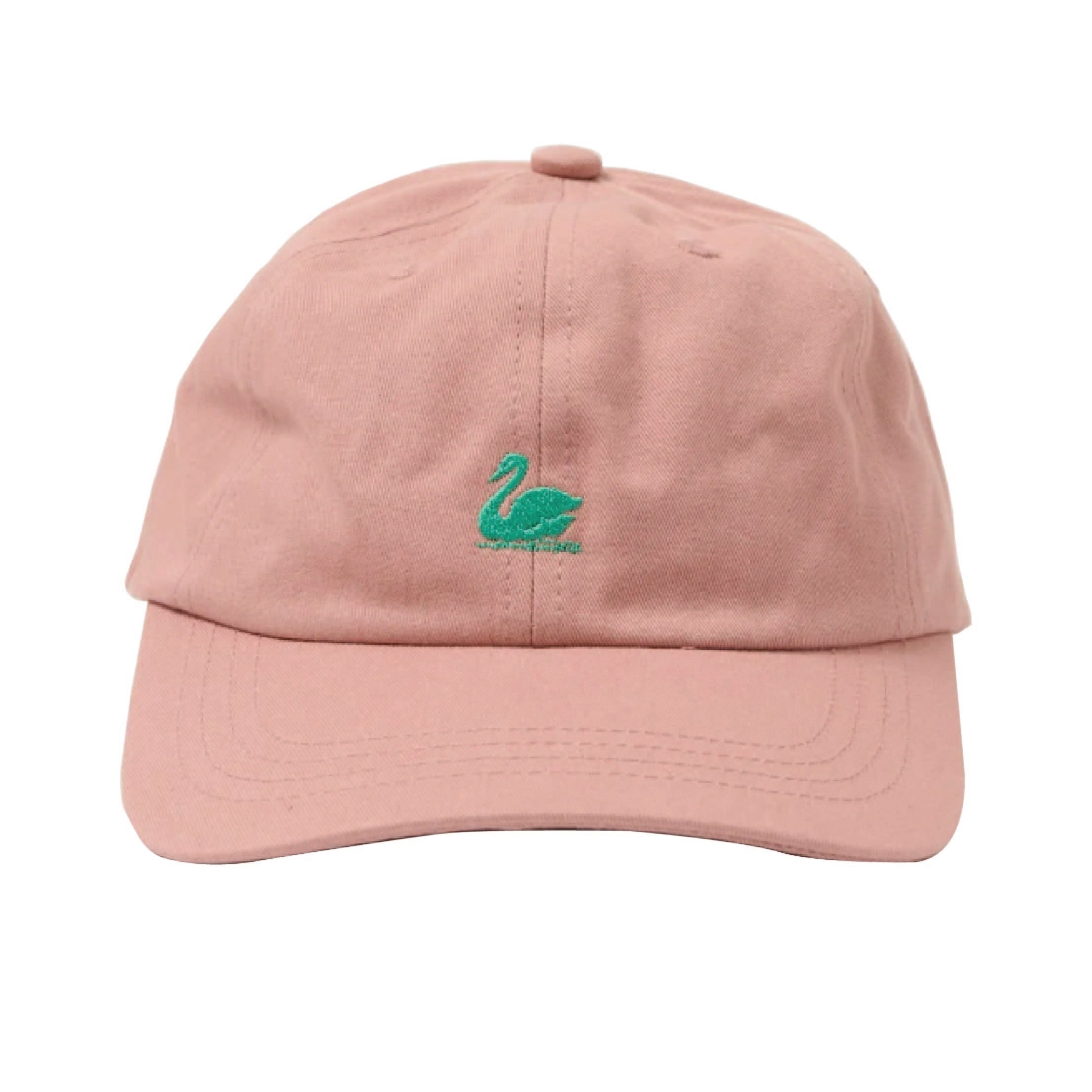 Merz b. Schwanen Swan Logo Cotton Twill Cap in Rosewood/Nature – front view